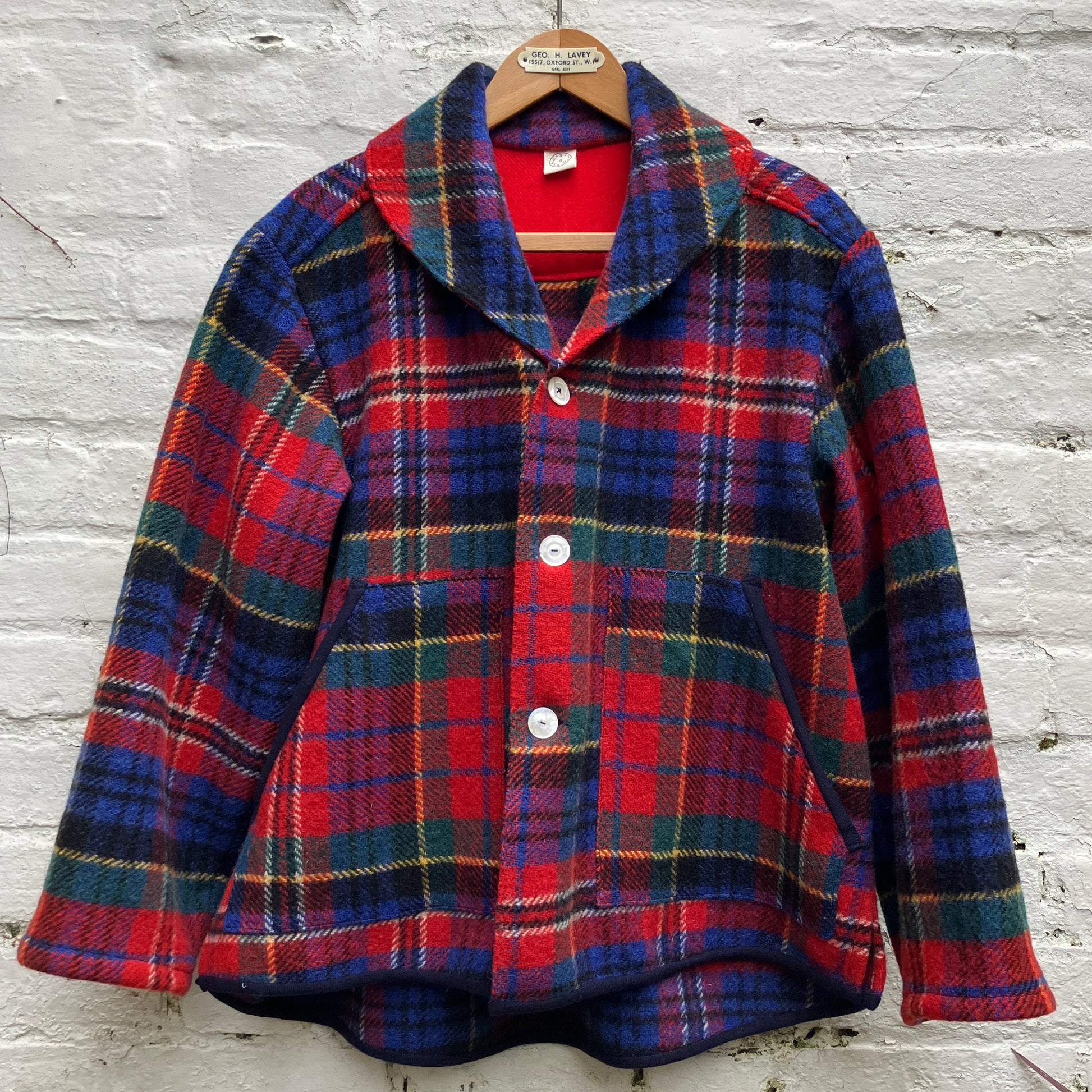 Swingy, shawl collar jacket made from a vintage tartan wool blanket.
