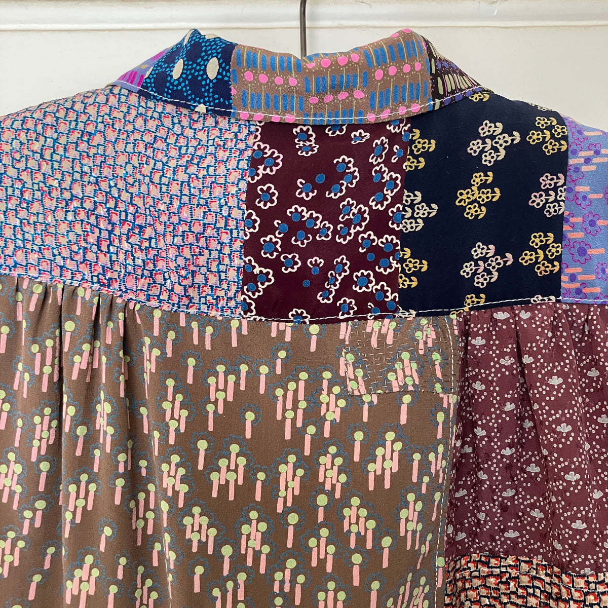 70s silk samples patchwork blouse