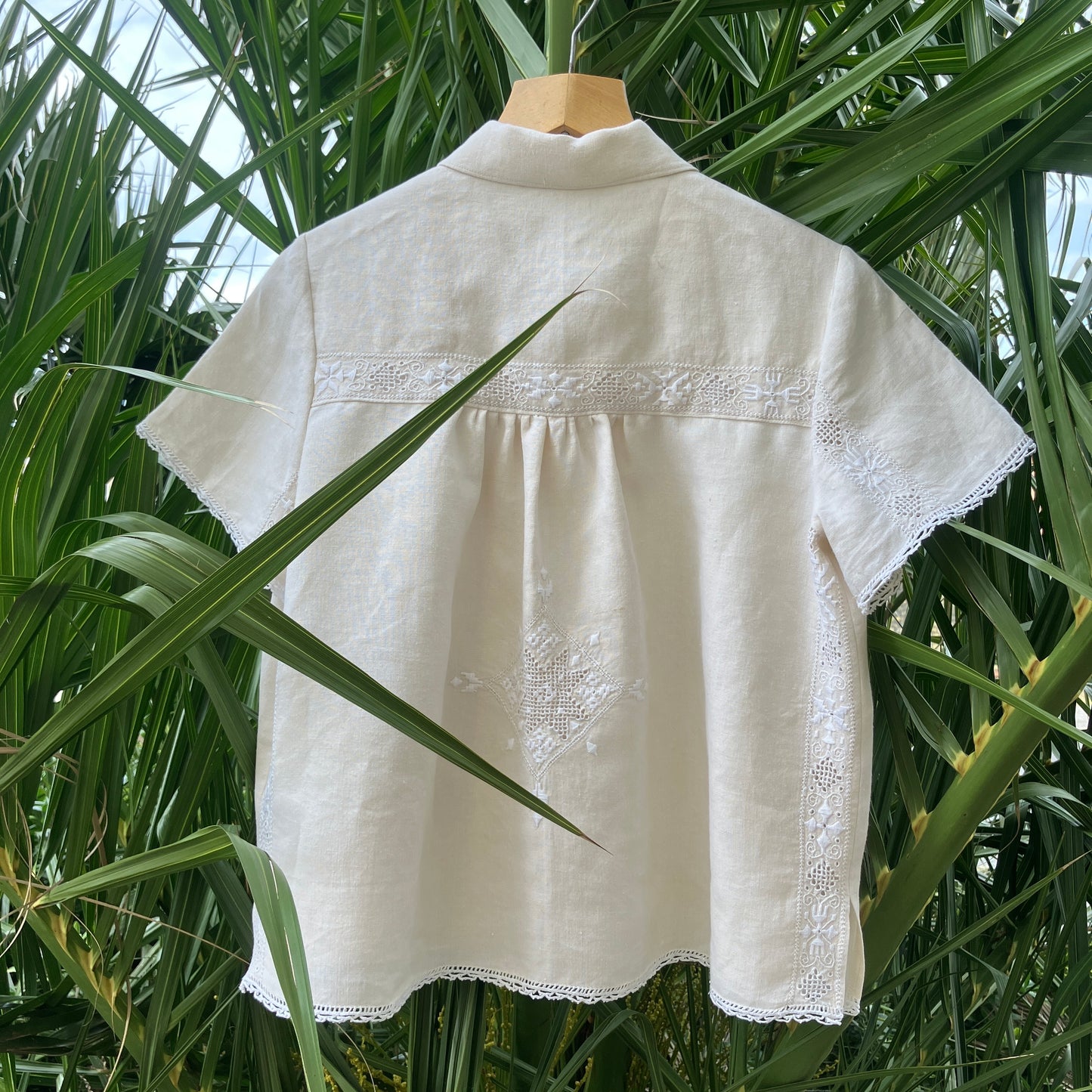 Hand made 'playing cards' recycled tablecloth shirt