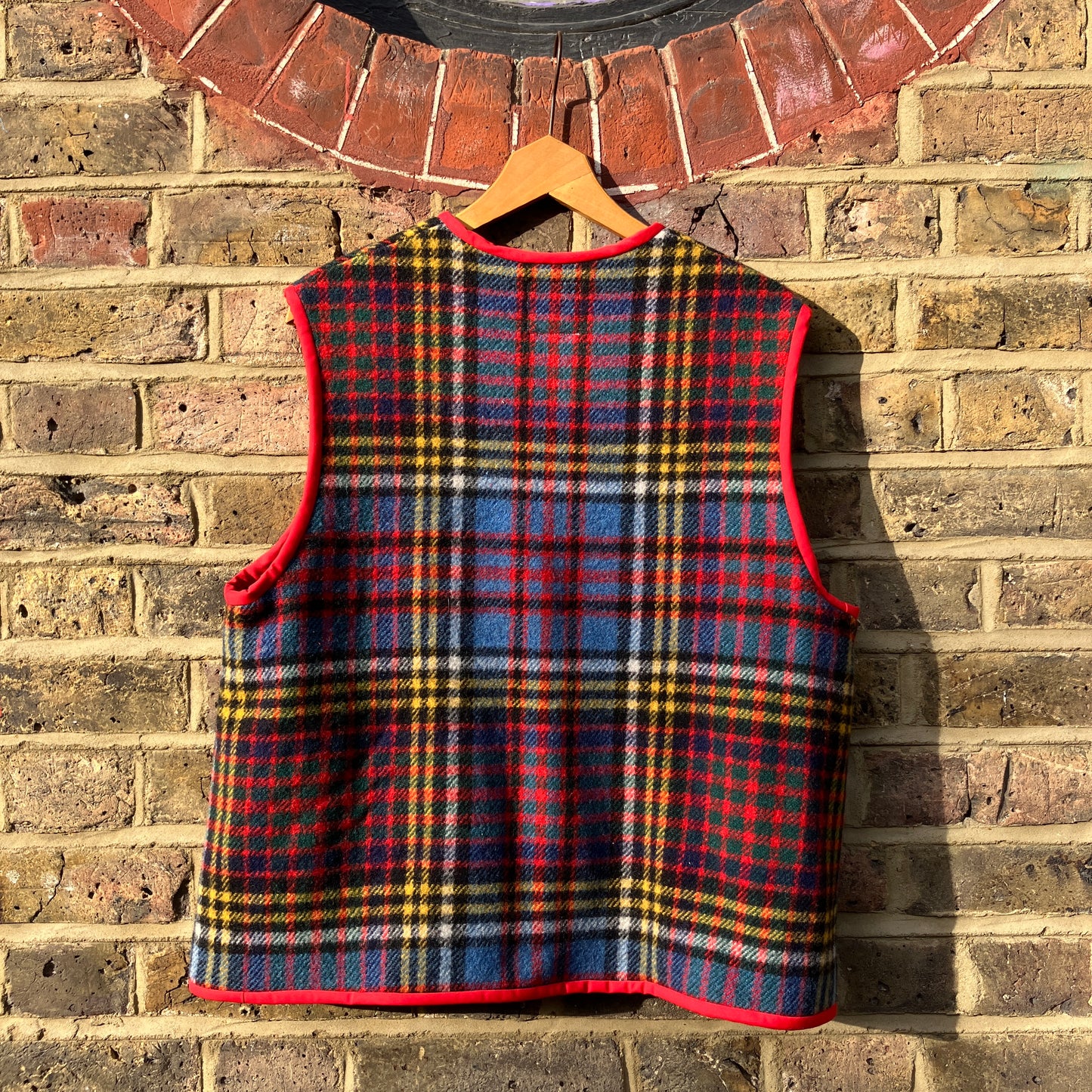 Tartan recycled blanket vest