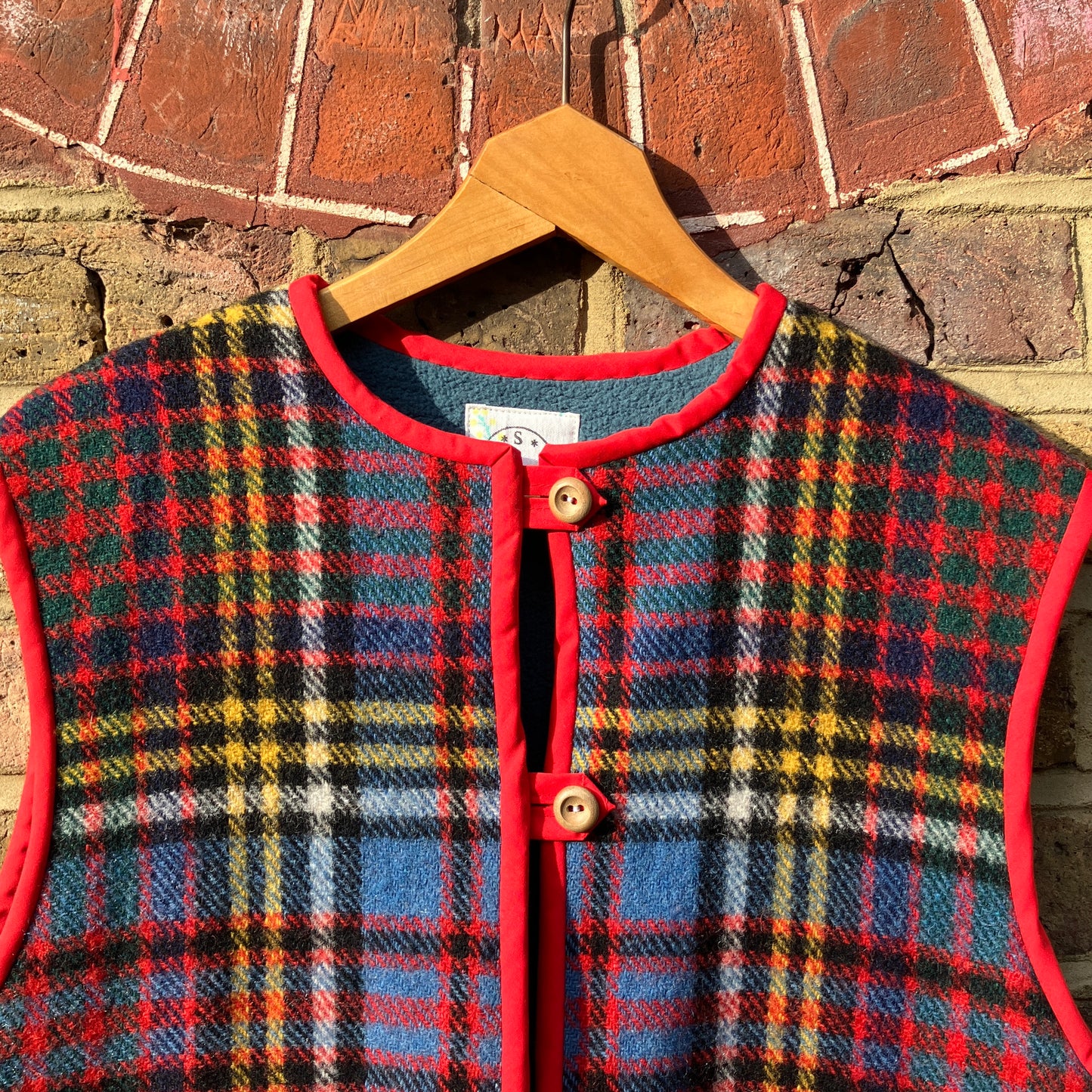 Tartan recycled blanket vest