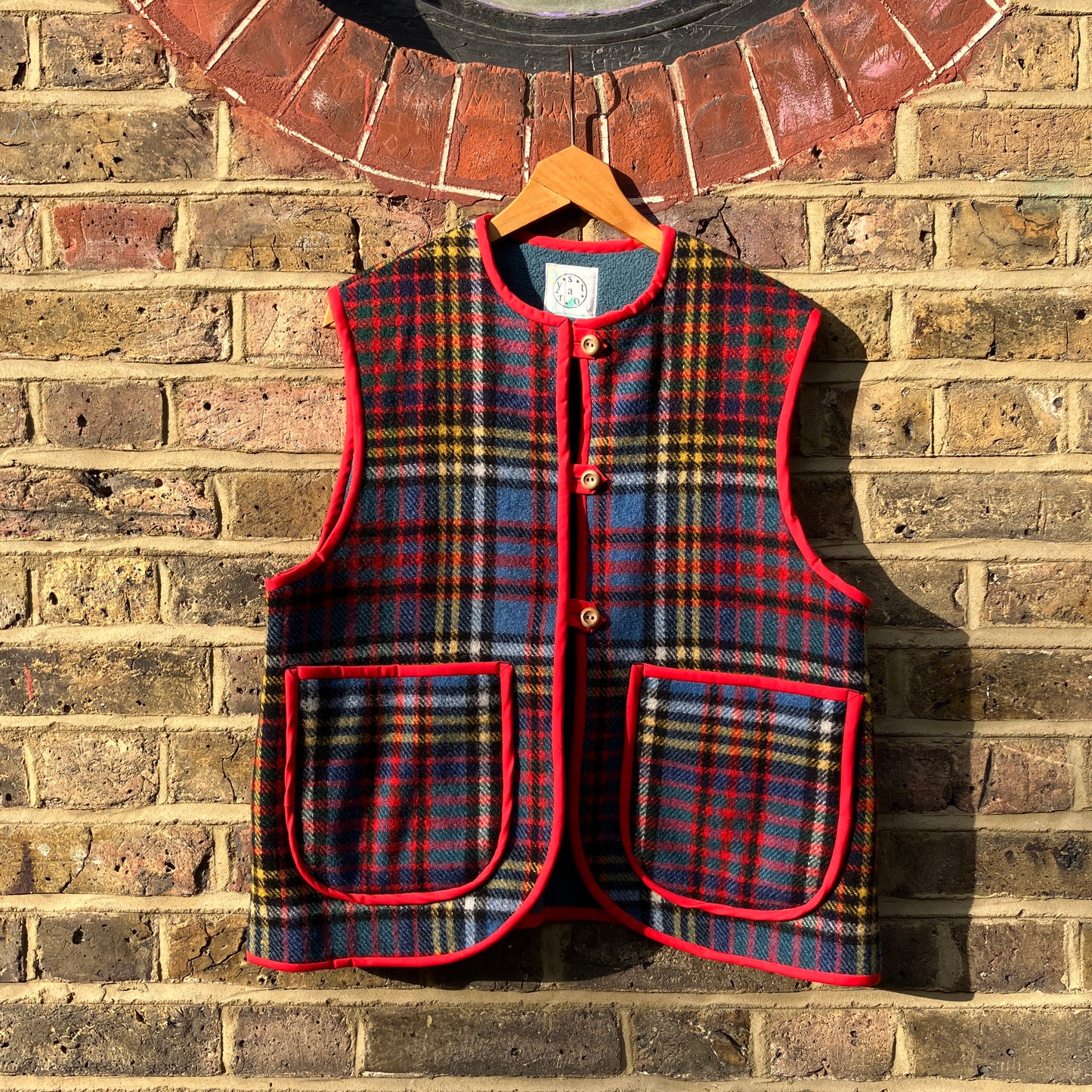 Tartan recycled blanket vest