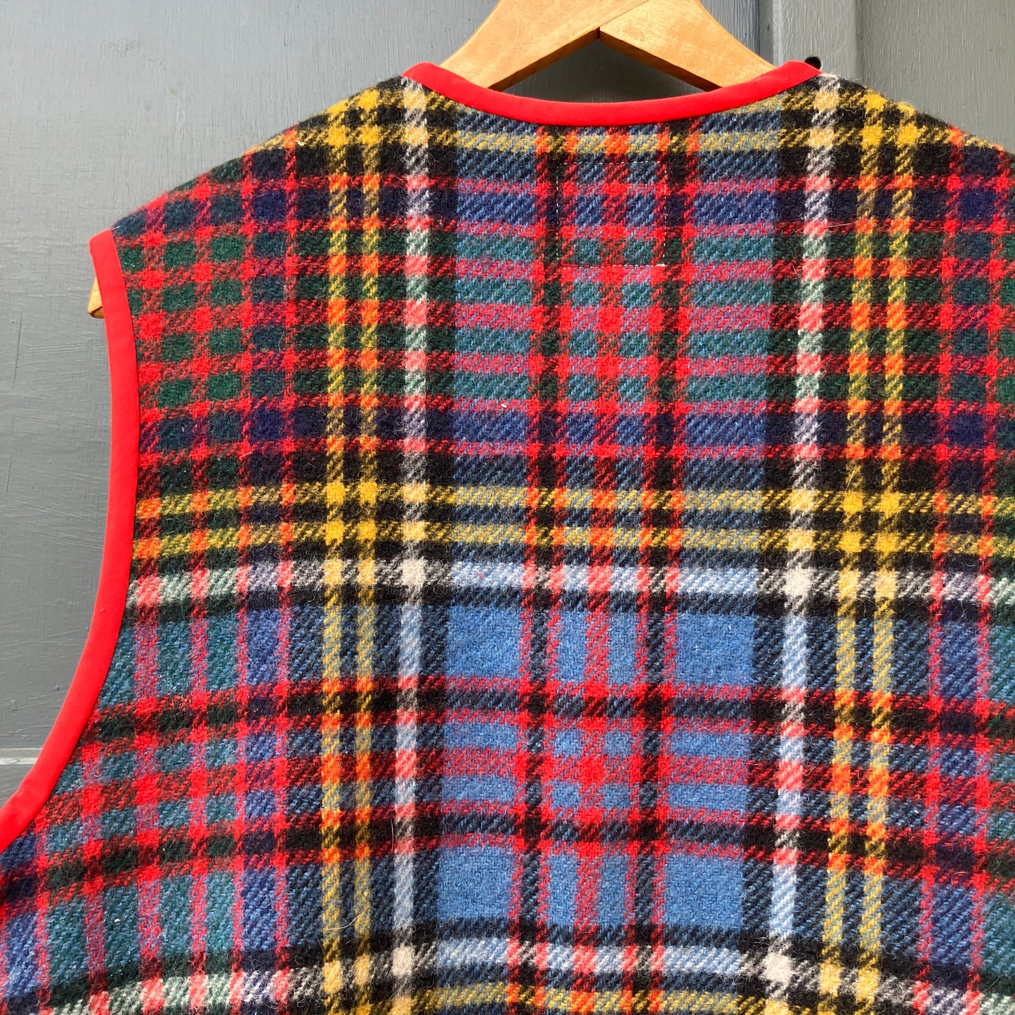 Tartan recycled blanket vest