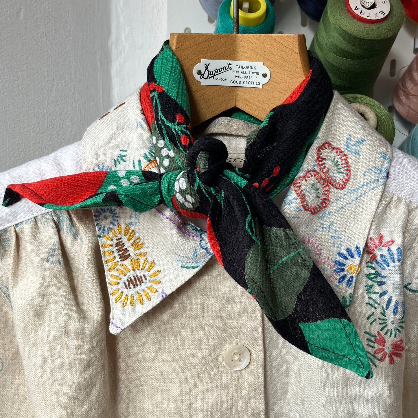 triangular neckerchief in vintage tomato-print fabric