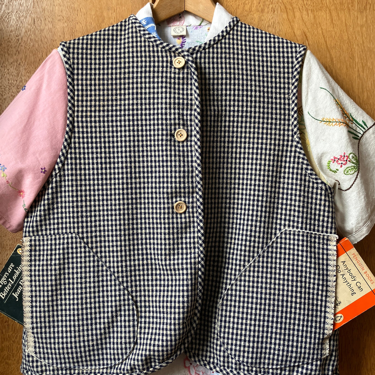 checked recycled wool vest