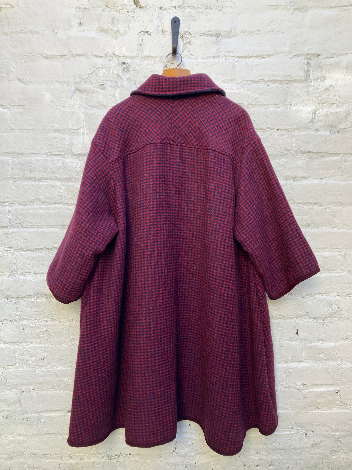 Handmade reclaimed wool double-sided checked coat