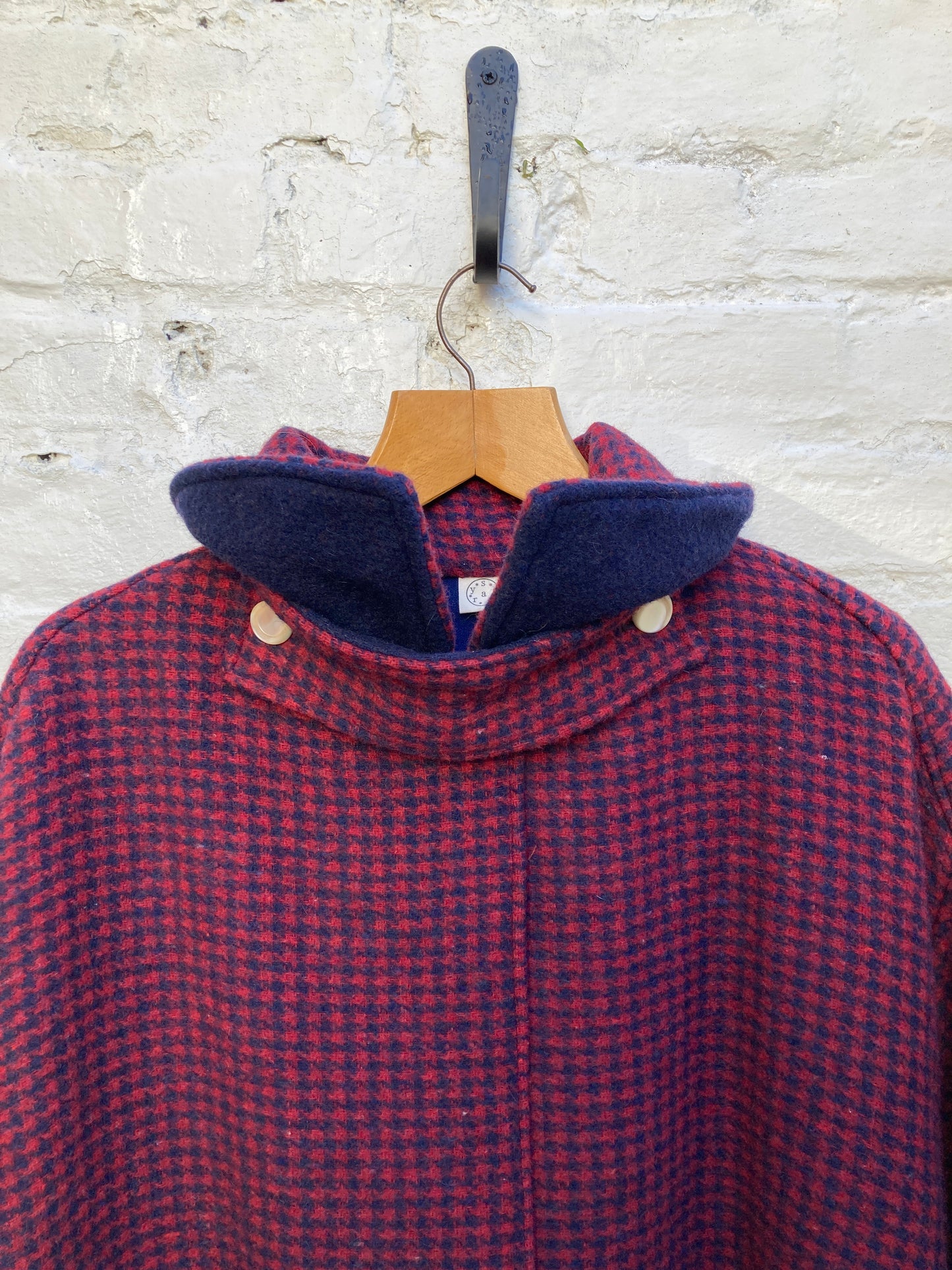 Handmade reclaimed wool double-sided checked coat