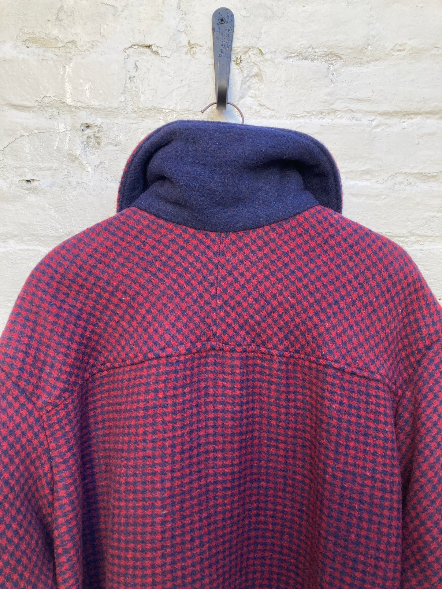 Handmade reclaimed wool double-sided checked coat