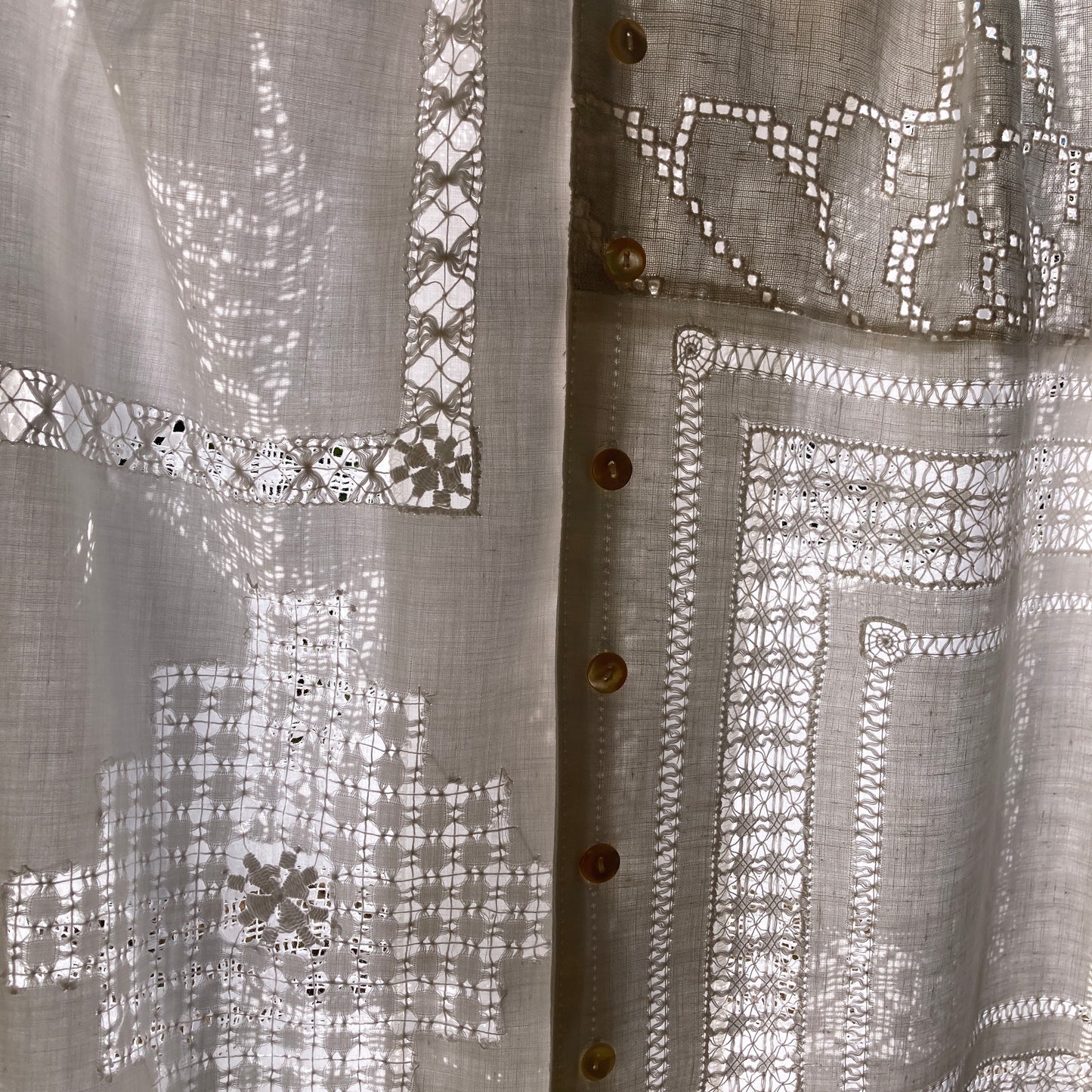 Handmade patchwork cutwork tablecloth shirt
