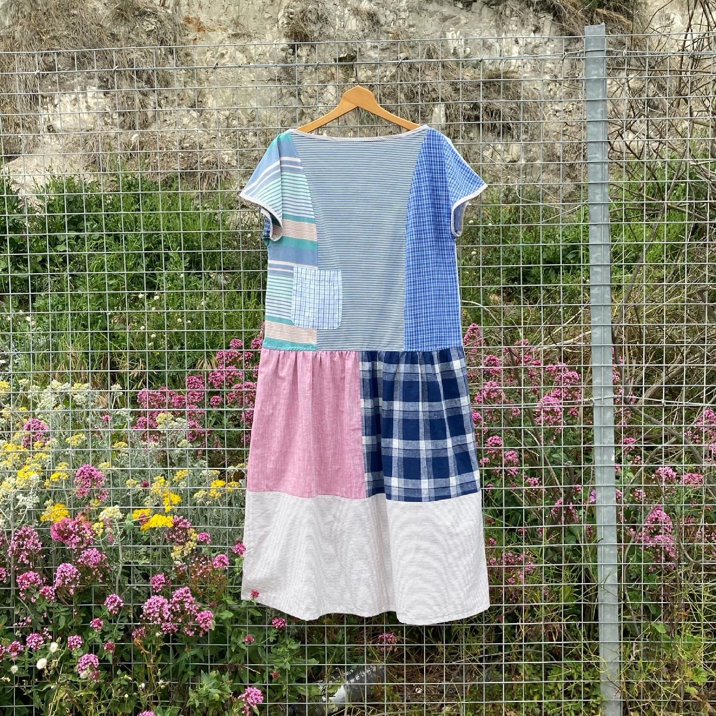 patchwork shirt dress BLUE PATCHWORK SHIRT DRESS MARQUES ' ALMEIDA