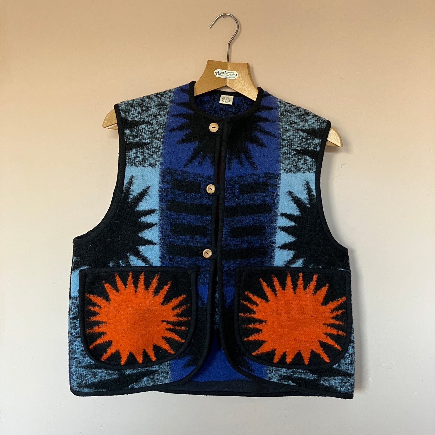 Handmade star pocket reclaimed blanket vest