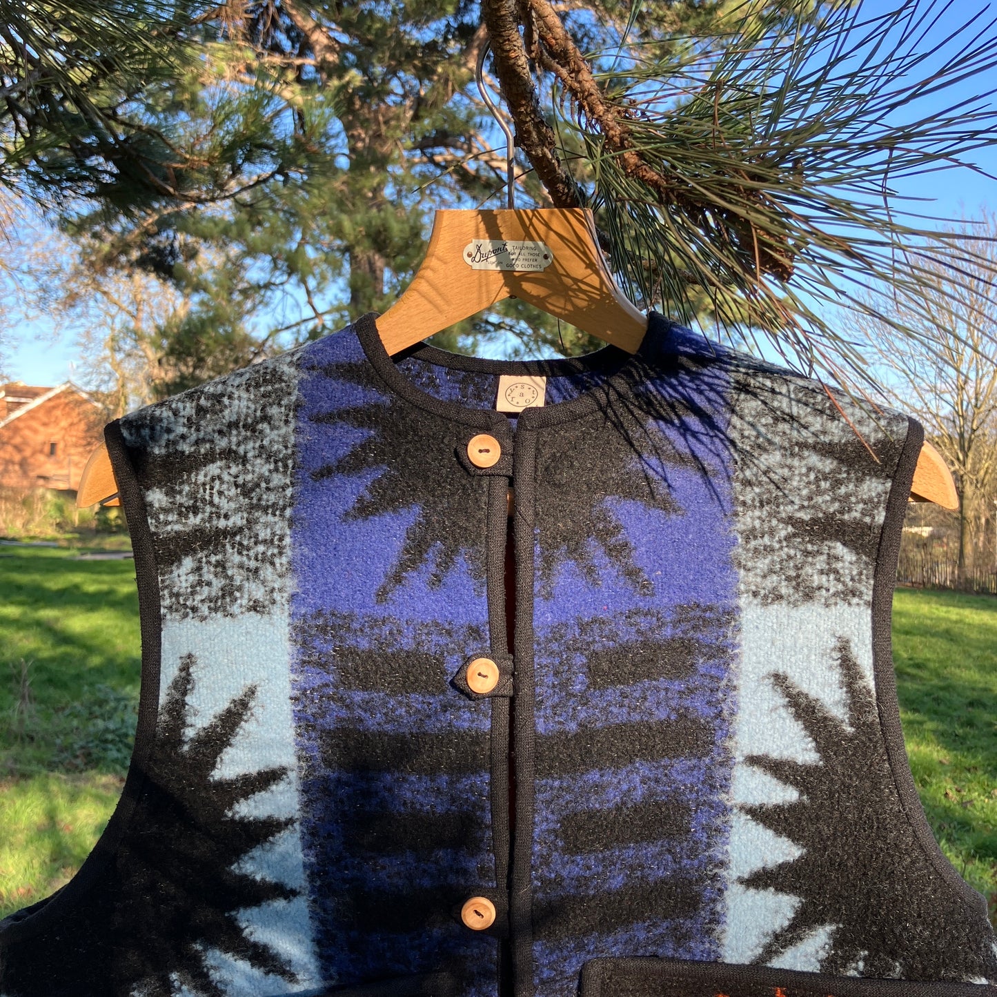 Handmade star pocket reclaimed blanket vest