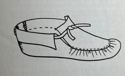 vintage 70s recycling book with DIY moccasins