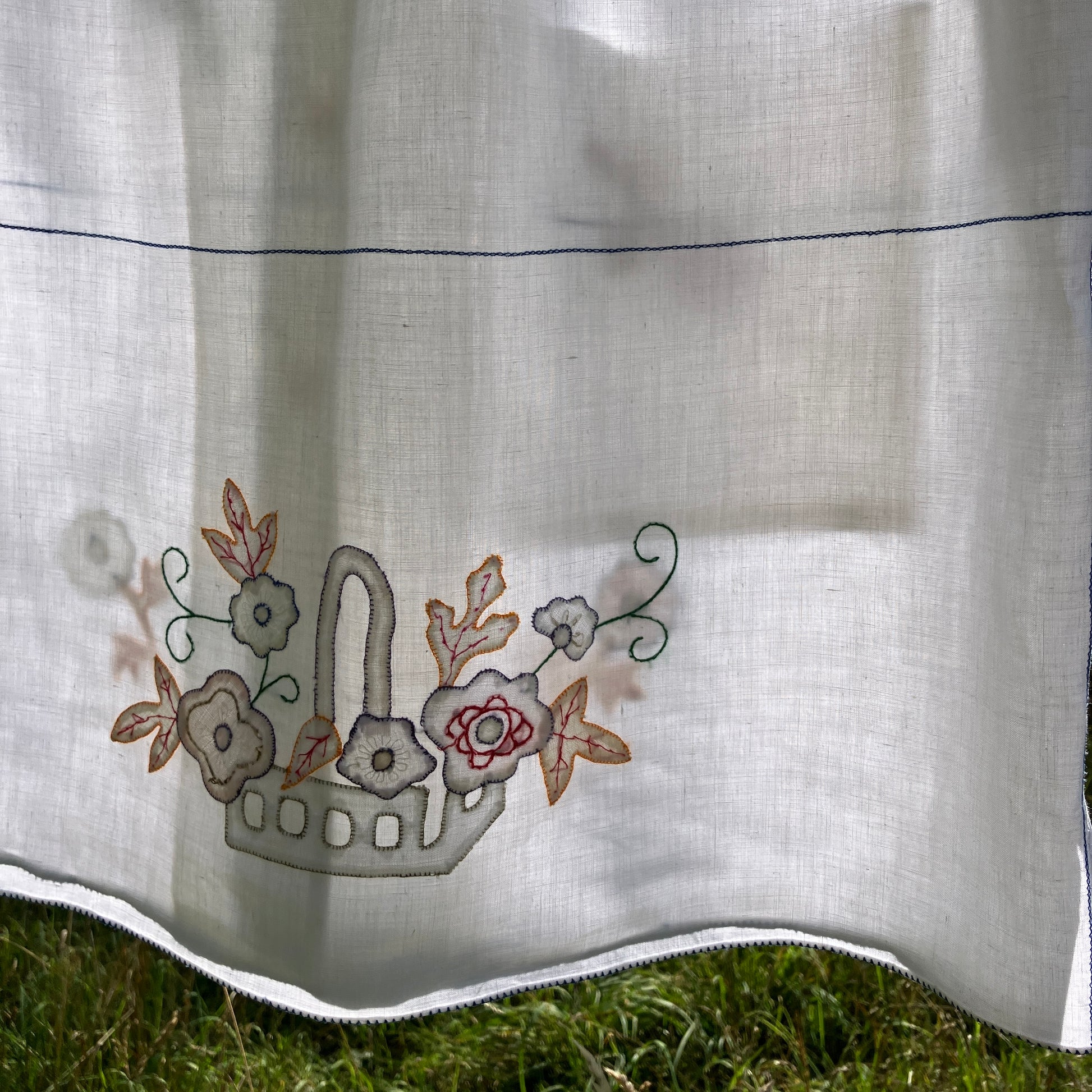 Blouse made from a vintage 1930s appliqué tablecloth