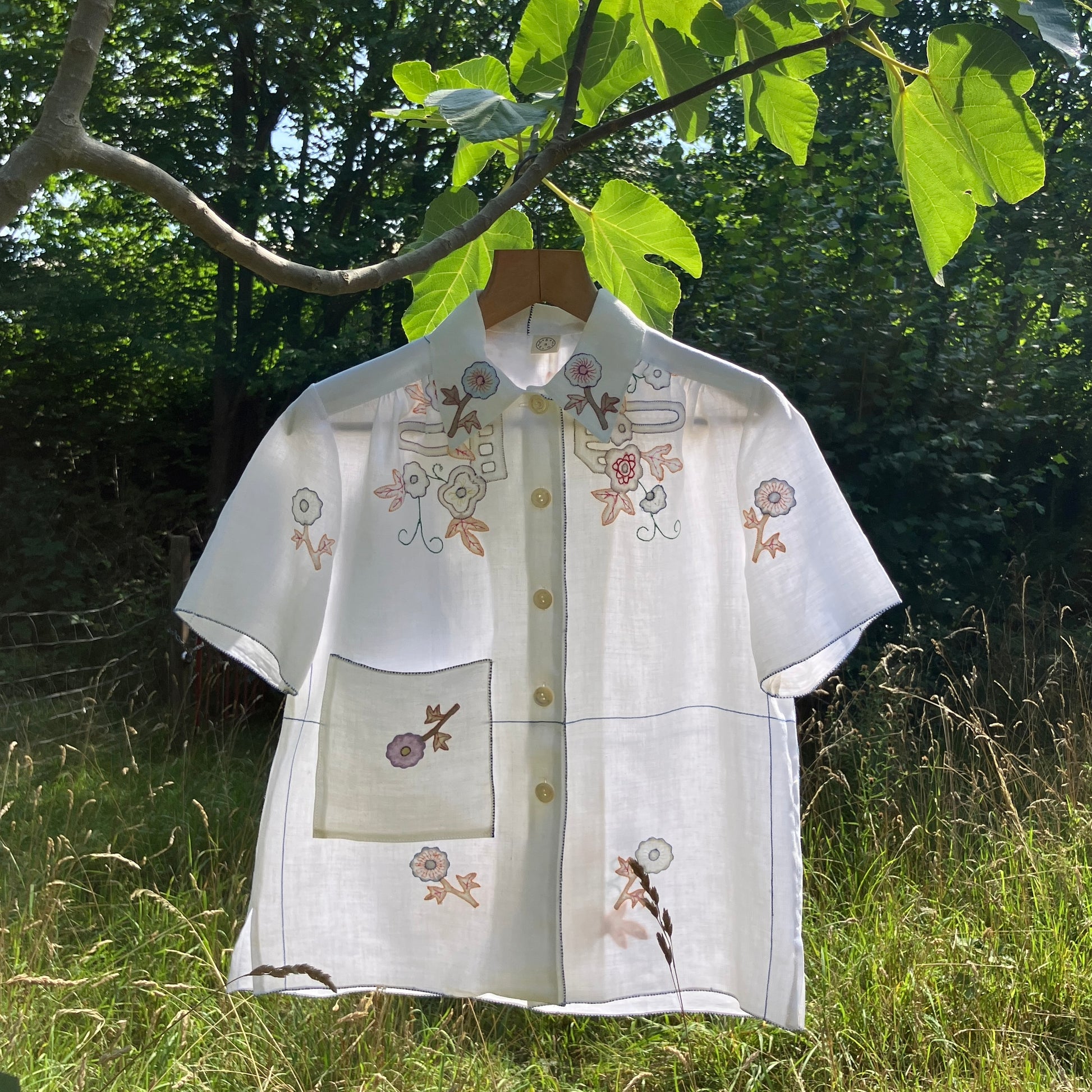 Blouse made from a vintage 1930s appliqué tablecloth