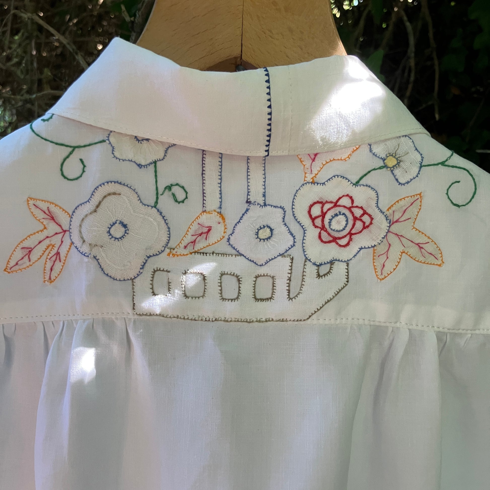Blouse made from a vintage 1930s appliqué tablecloth