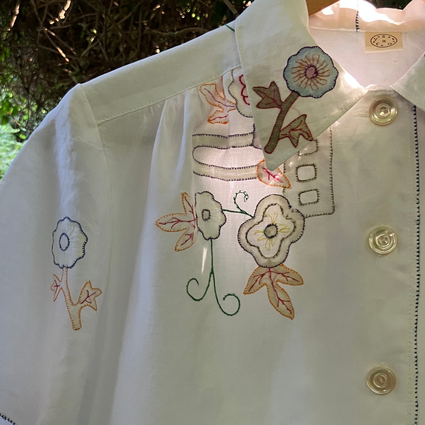 Blouse made from a vintage 1930s appliqué tablecloth