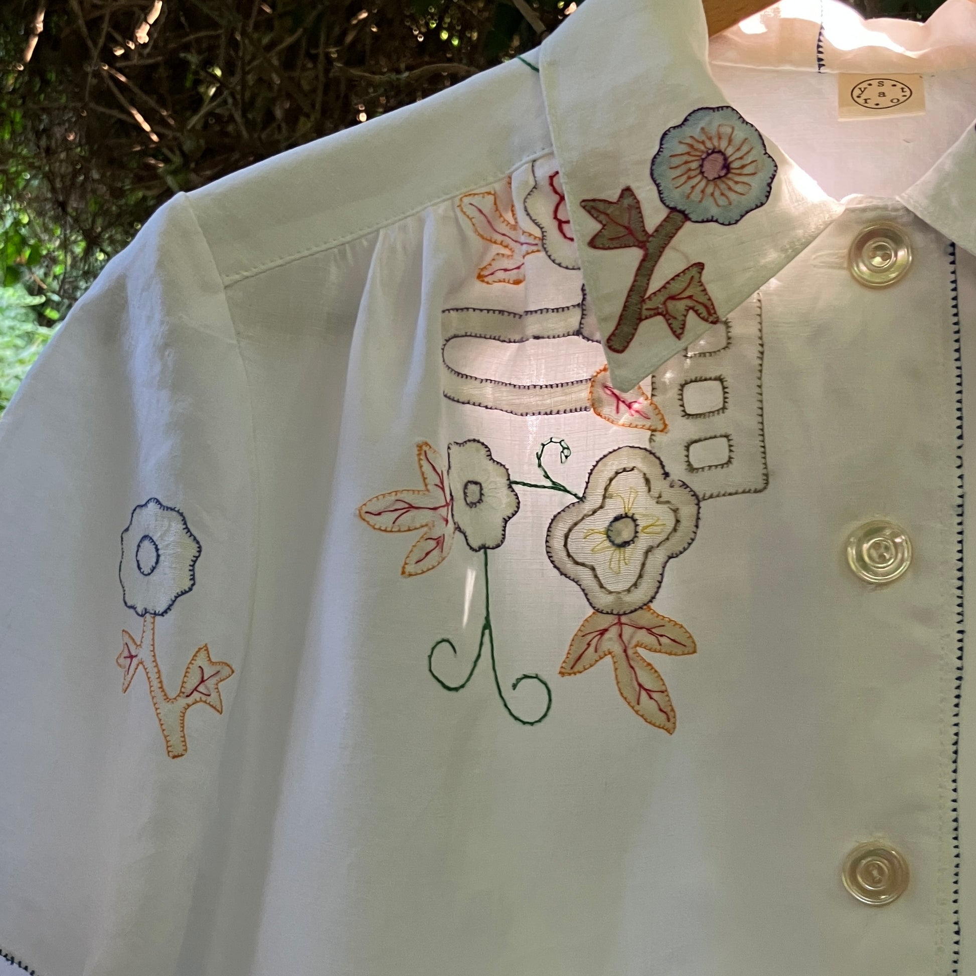 Blouse made from a vintage 1930s appliqué tablecloth