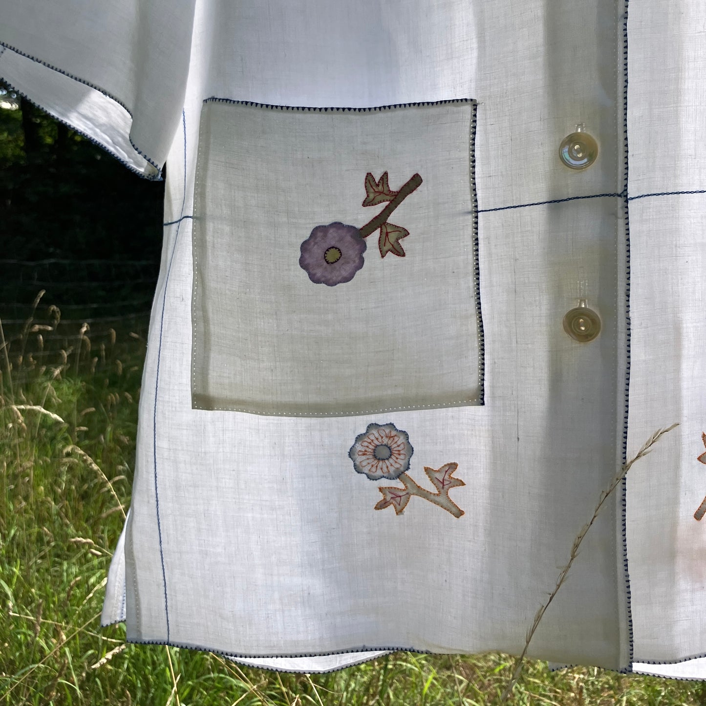 Blouse made from a vintage 1930s appliqué tablecloth