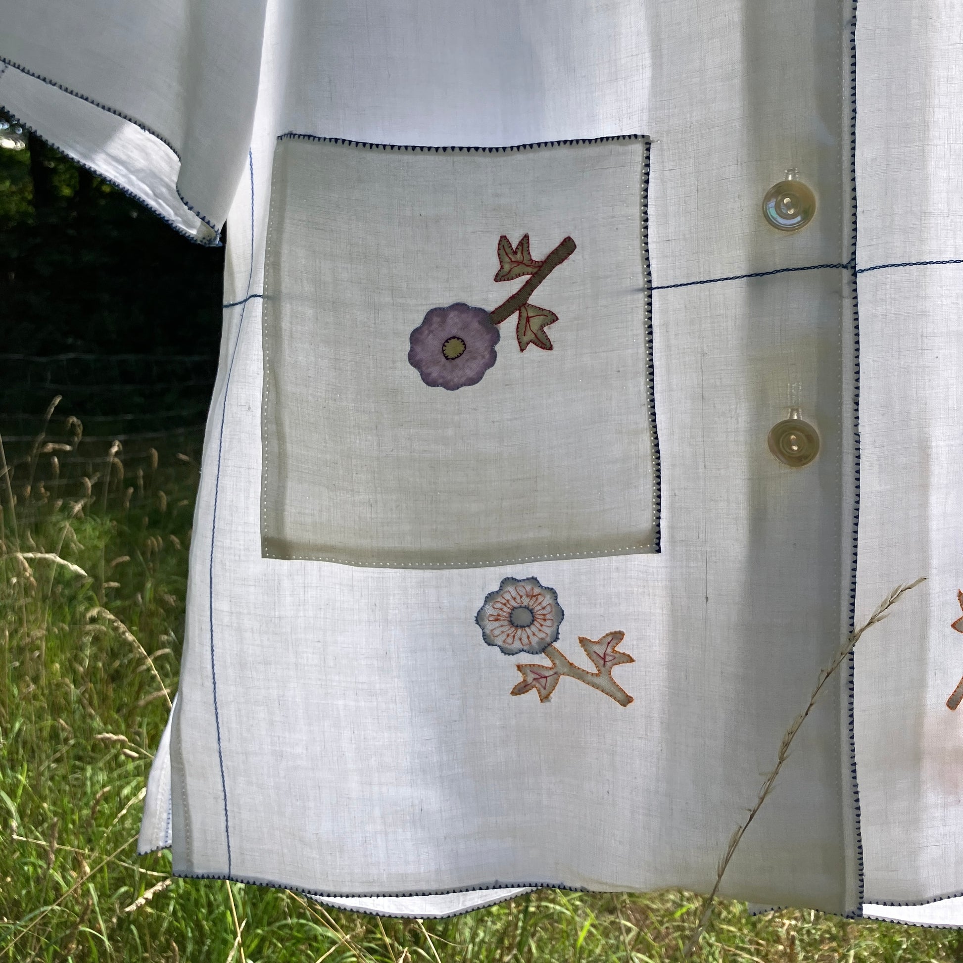 Blouse made from a vintage 1930s appliqué tablecloth