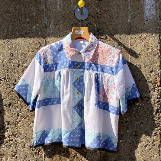 70s recycled patchwork cottagecore shirt