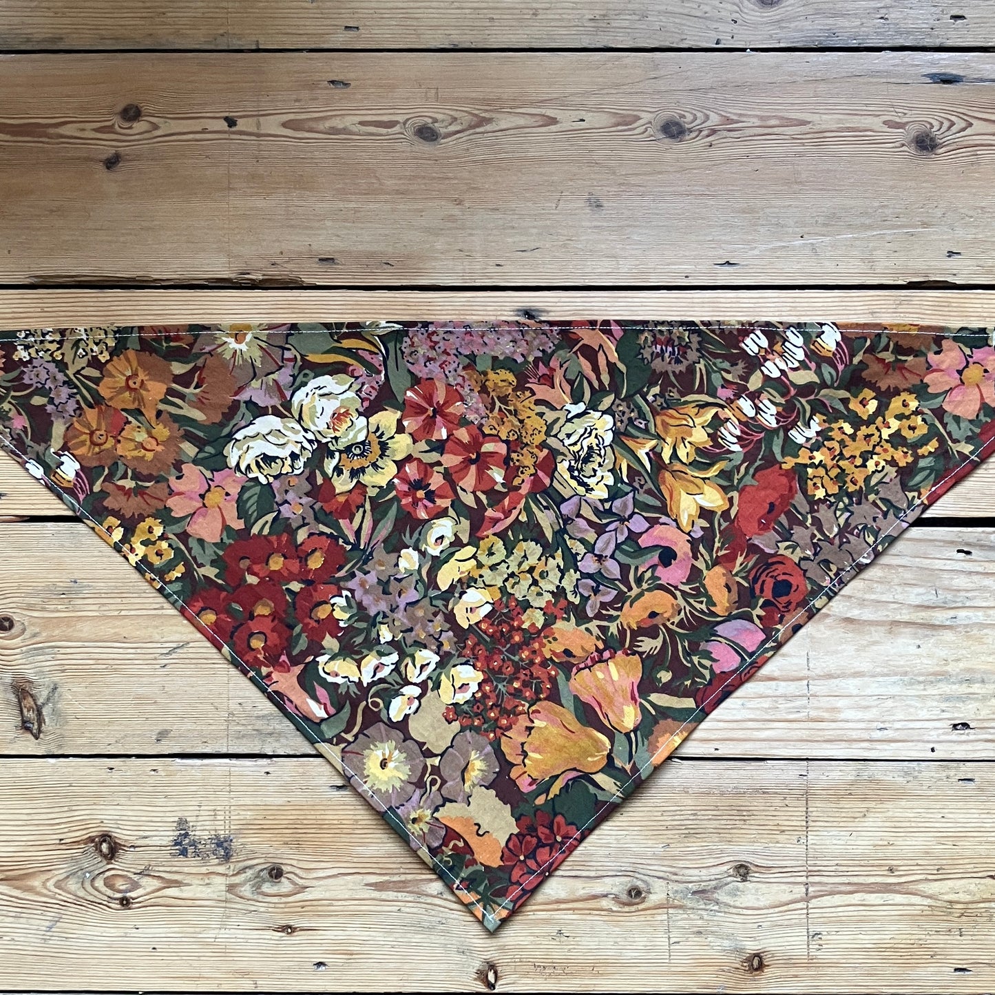Triangular neckerchief made from reclaimed vintage Collier Campbell Liberty print cotton