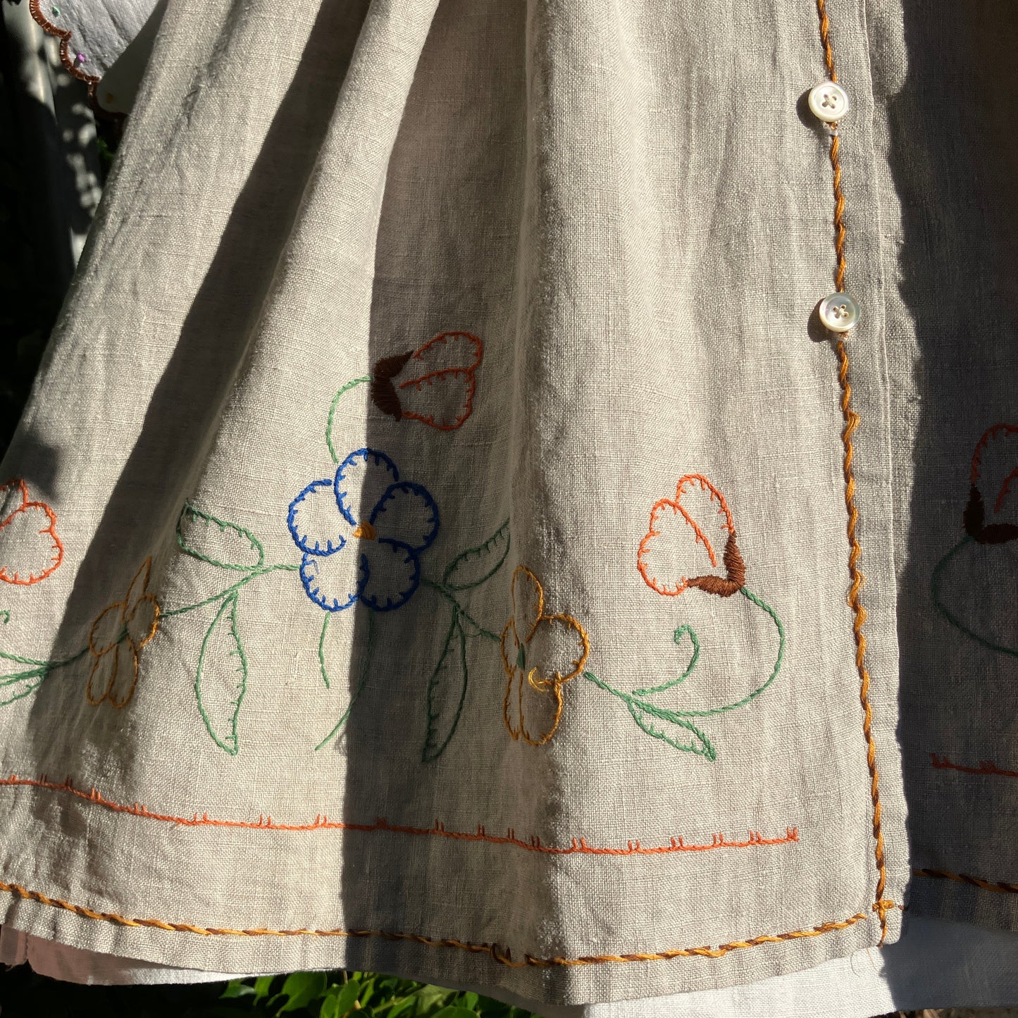 Recycled hand embroidered linen shirt