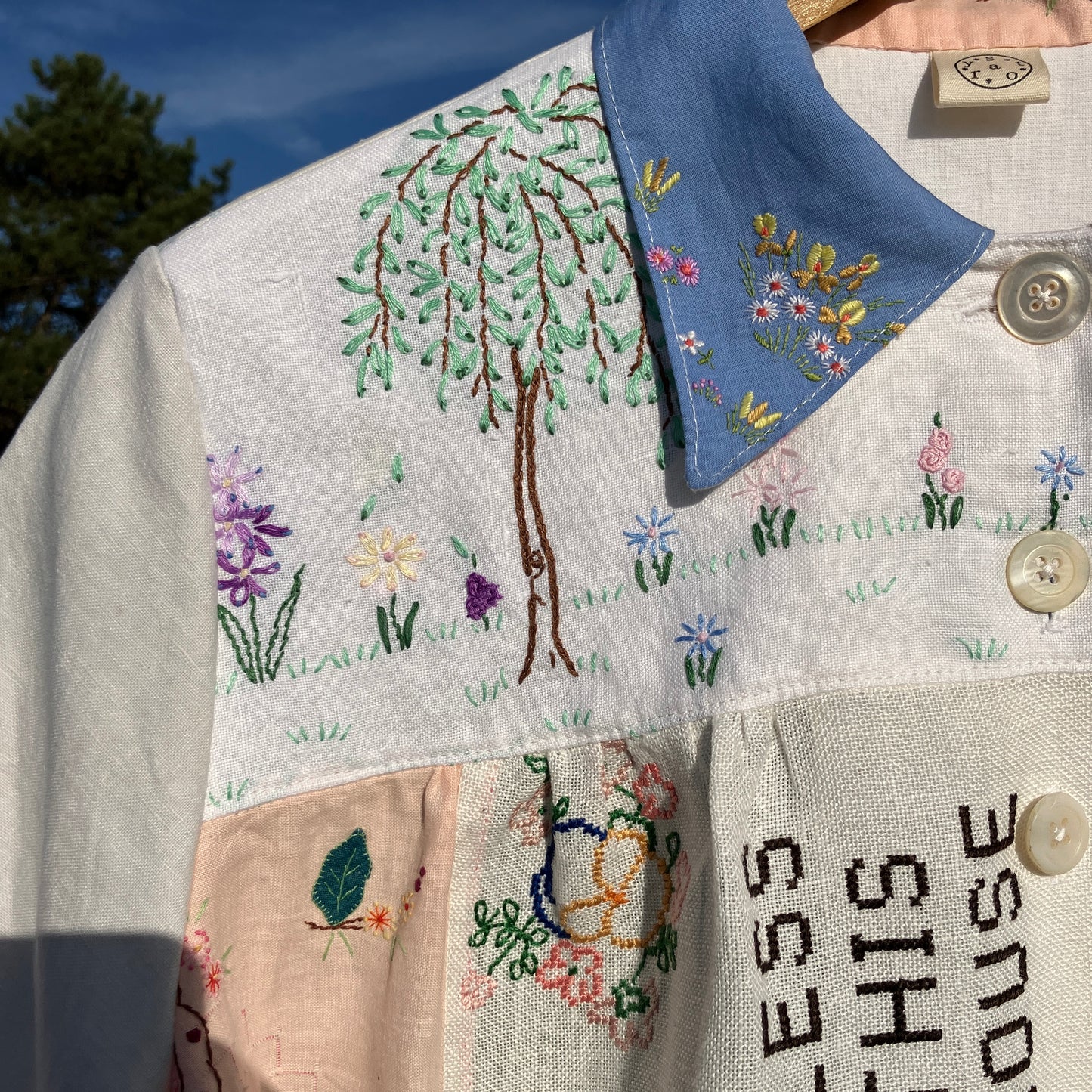 Statement cottagecore shirt made from a patchwork of carefully selected vintage textiles