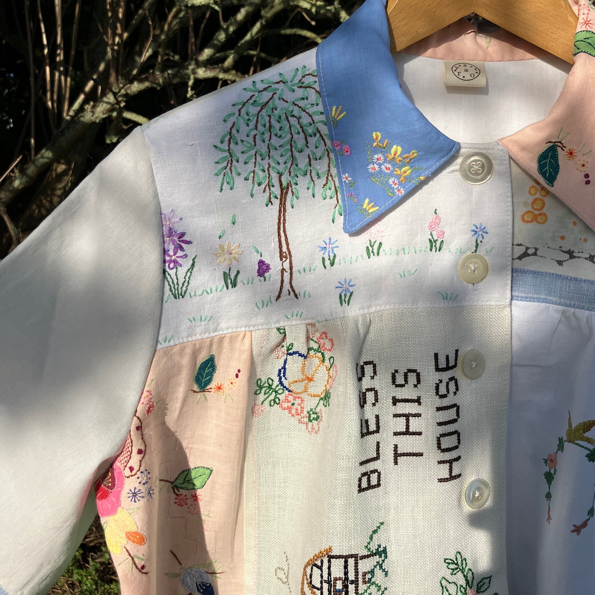 Statement cottagecore shirt made from a patchwork of carefully selected vintage textiles