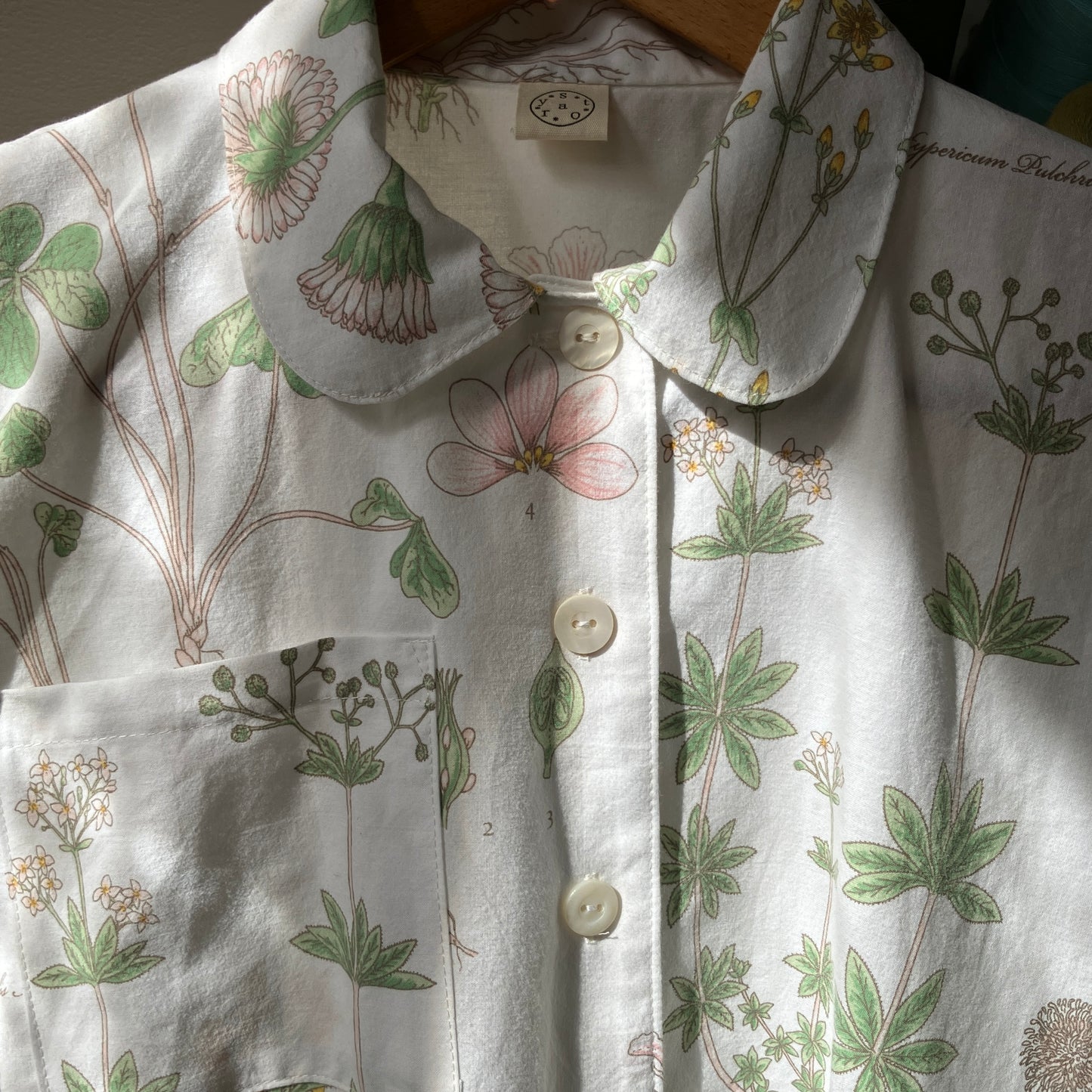 Boxy shirt made from botanical print recycled bedding