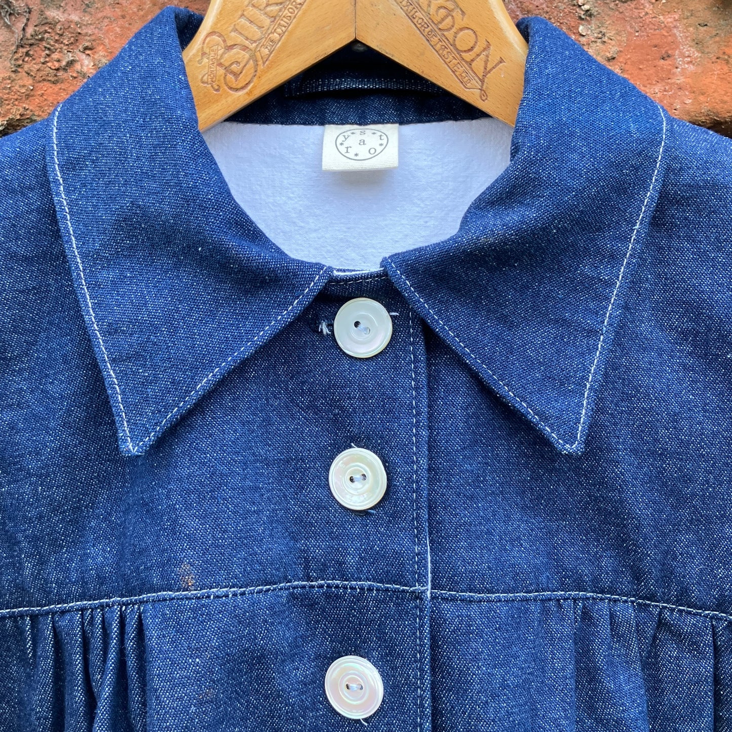 Shirt made from reclaimed denim with appliqué details and ric-rac