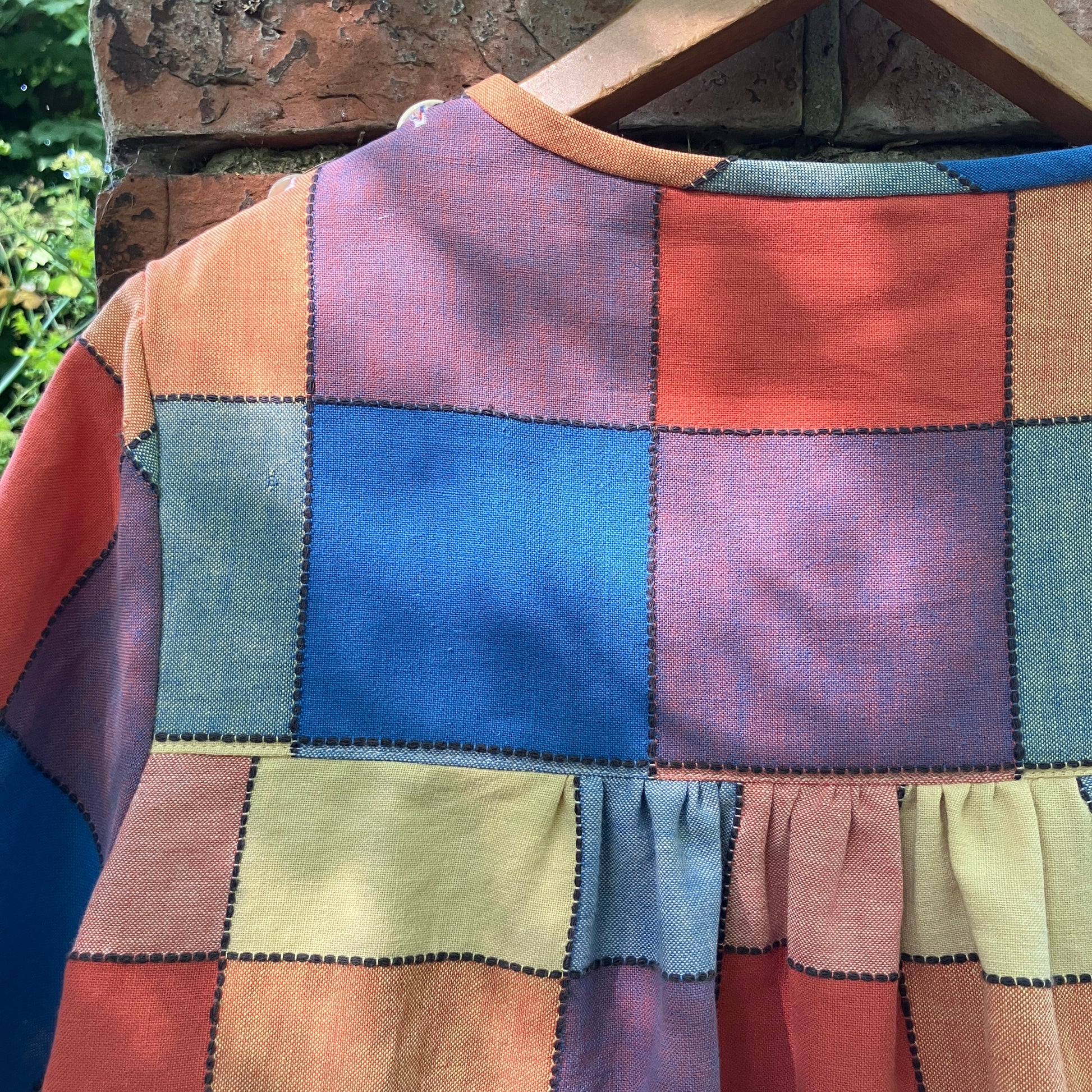 smock top made from a reclaimed vintage check tablecloth