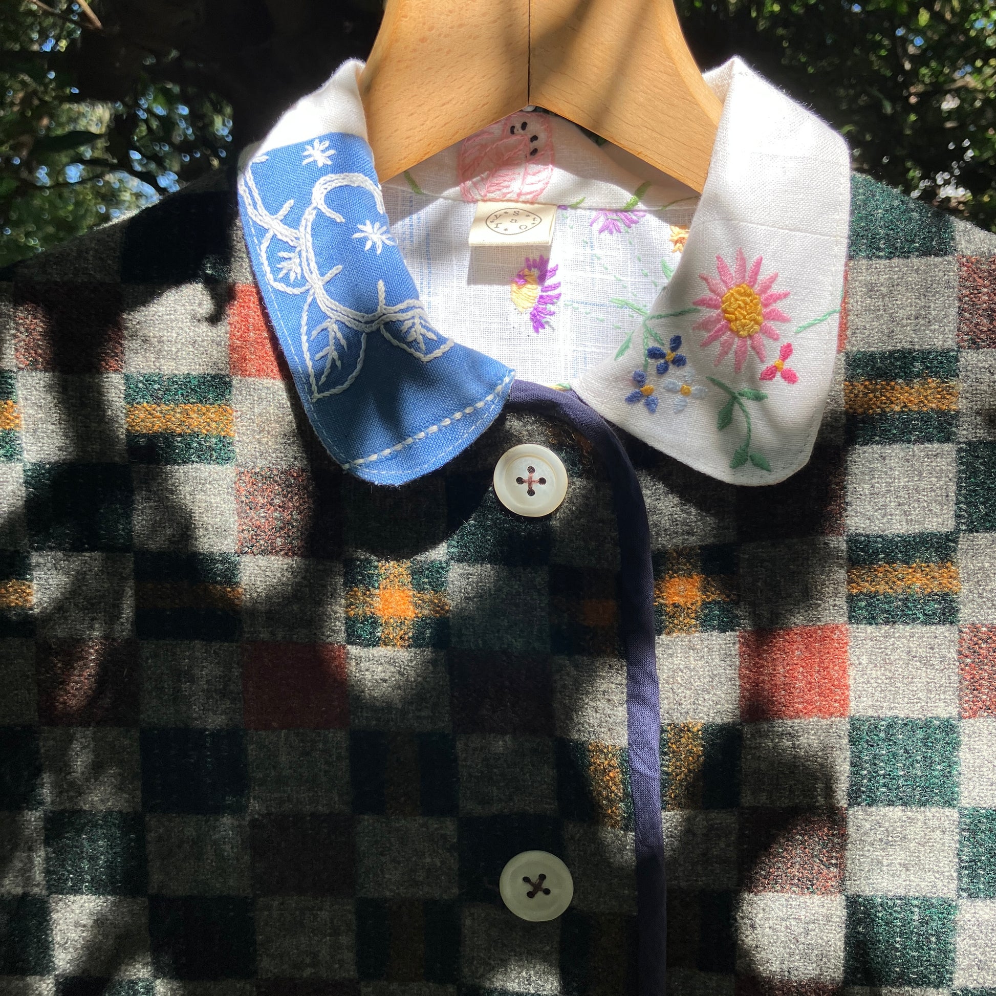 checkerboard reclaimed wool blanket vest