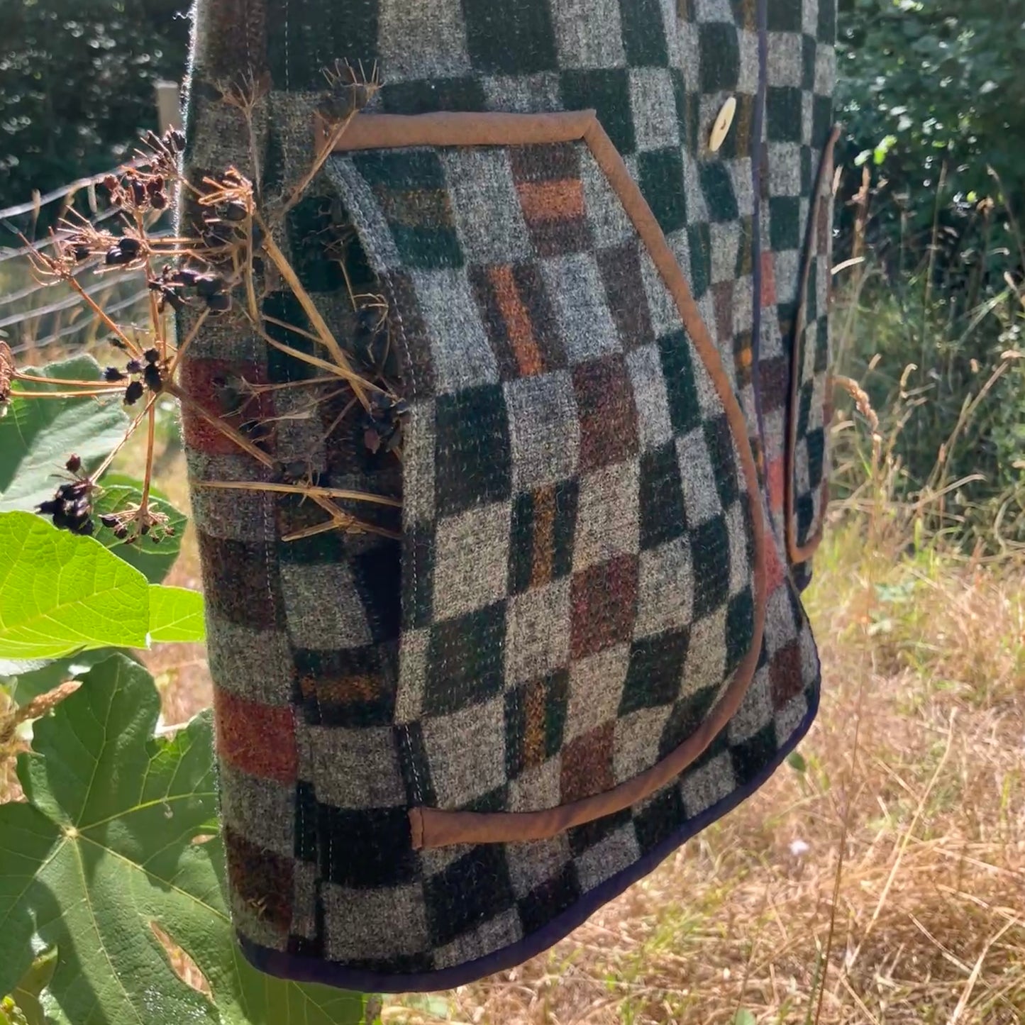 checkerboard reclaimed wool blanket vest