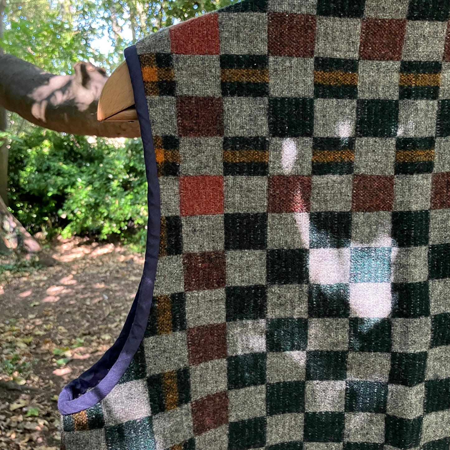 checkerboard reclaimed wool blanket vest