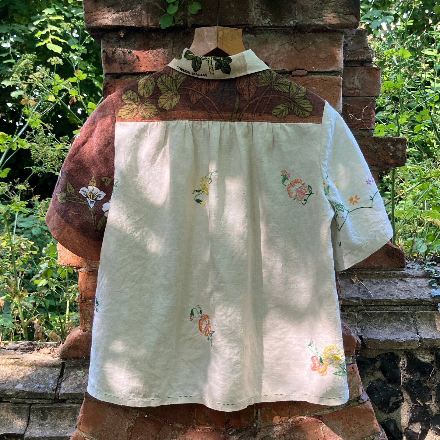 dandelion shirt made from vintage linen tea towels