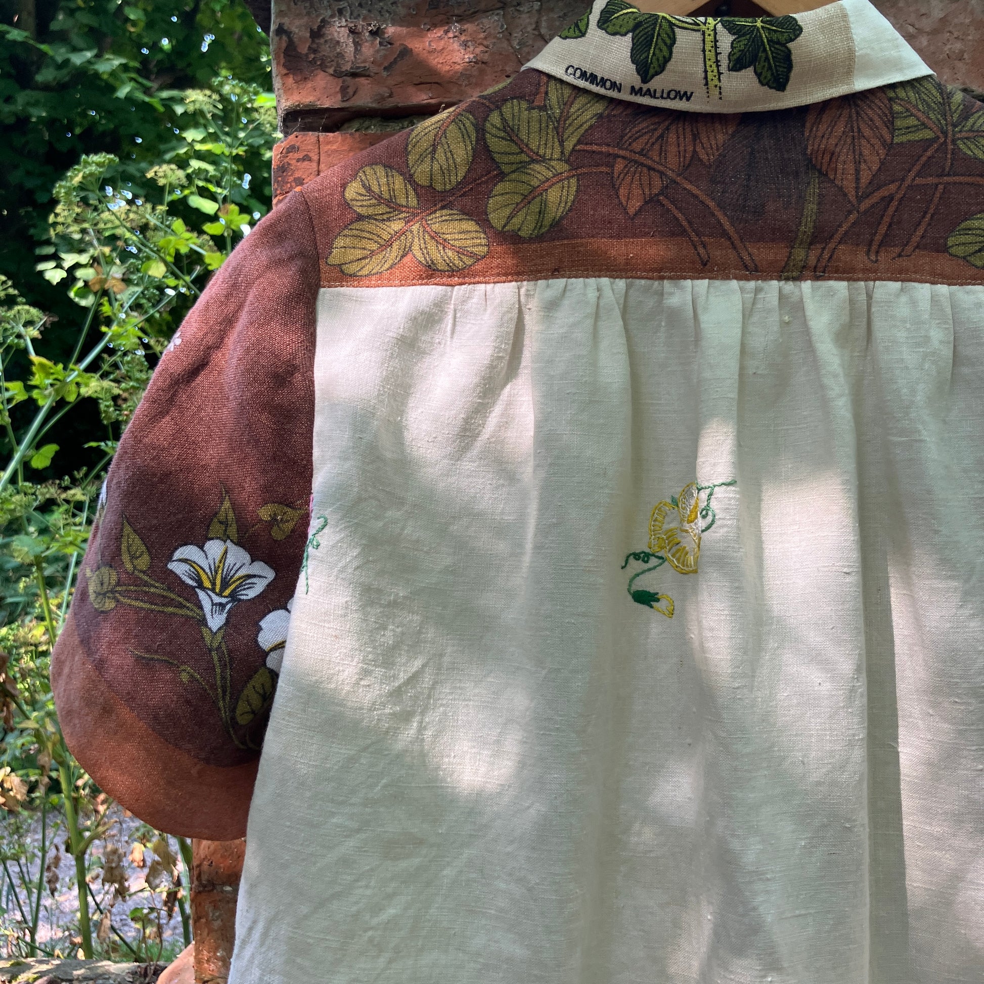 dandelion shirt made from vintage linen tea towels