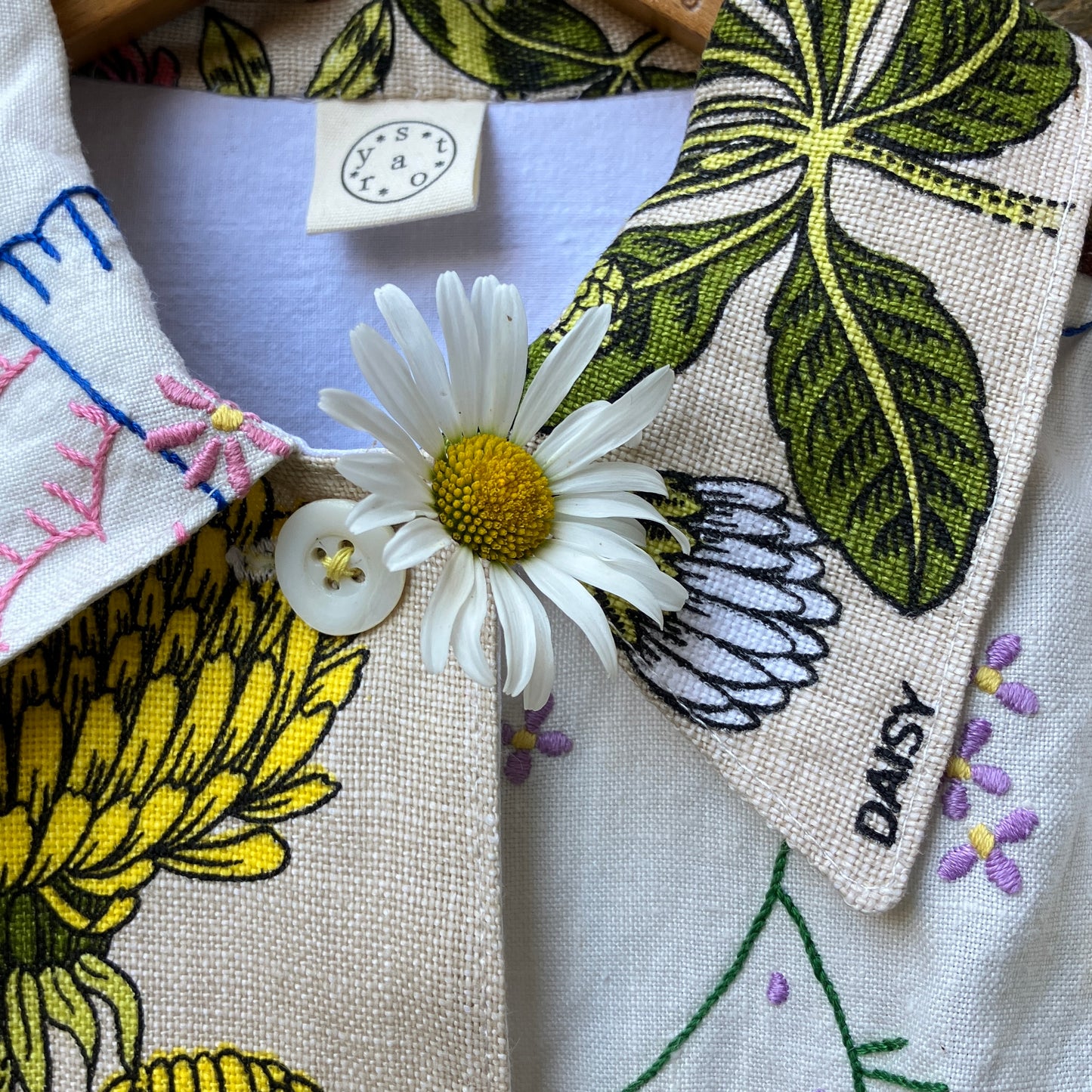 dandelion shirt made from vintage linen tea towels