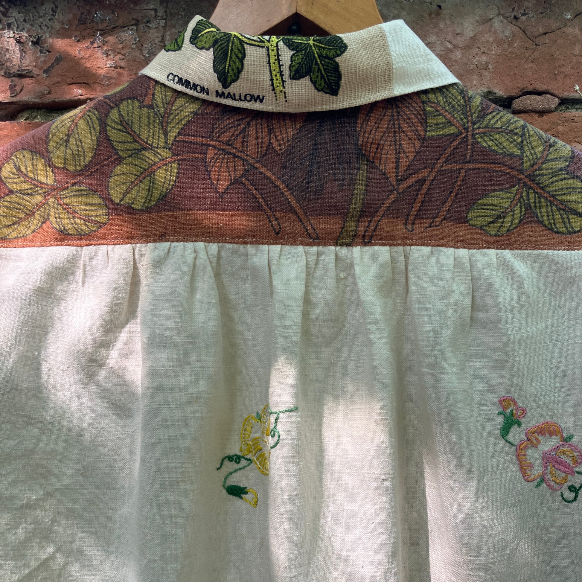 dandelion shirt made from vintage linen tea towels