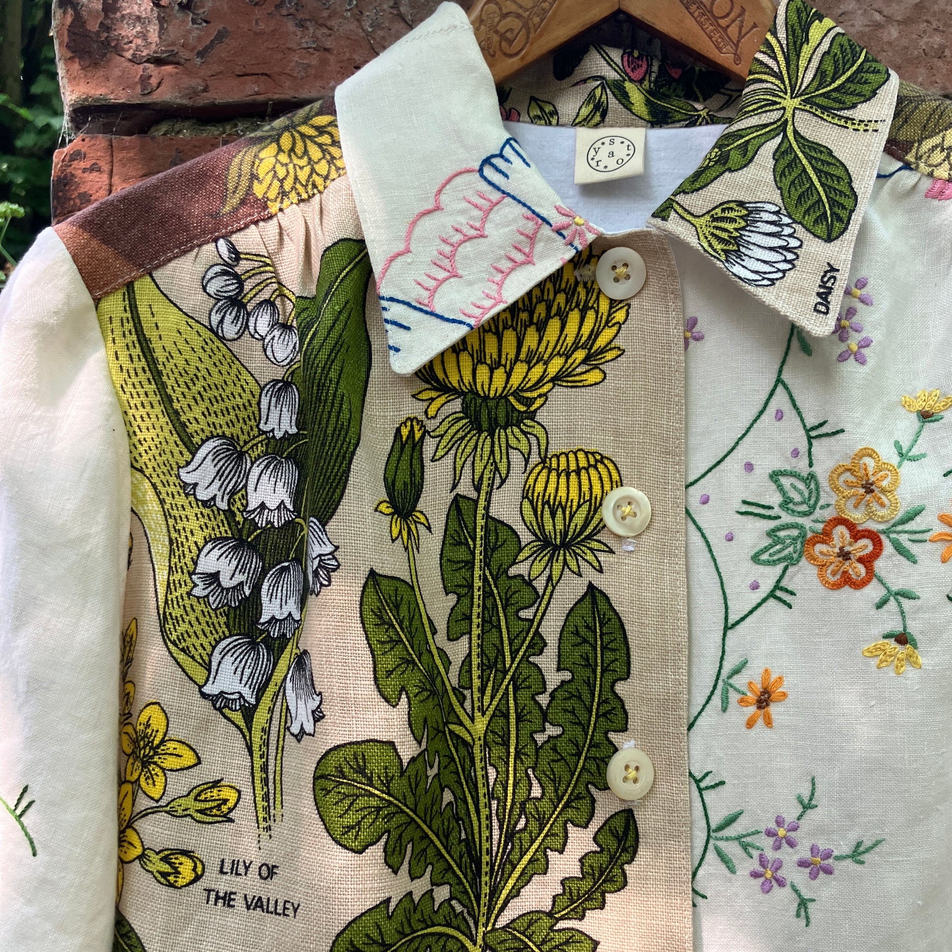 dandelion shirt made from vintage linen tea towels