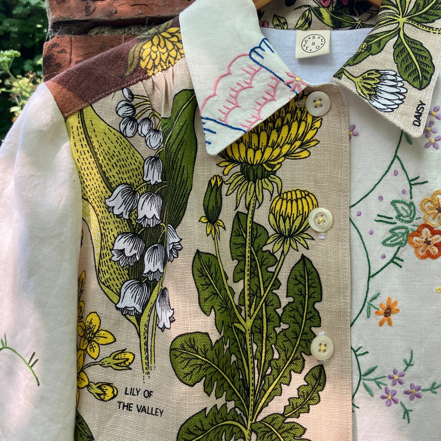dandelion shirt made from vintage linen tea towels