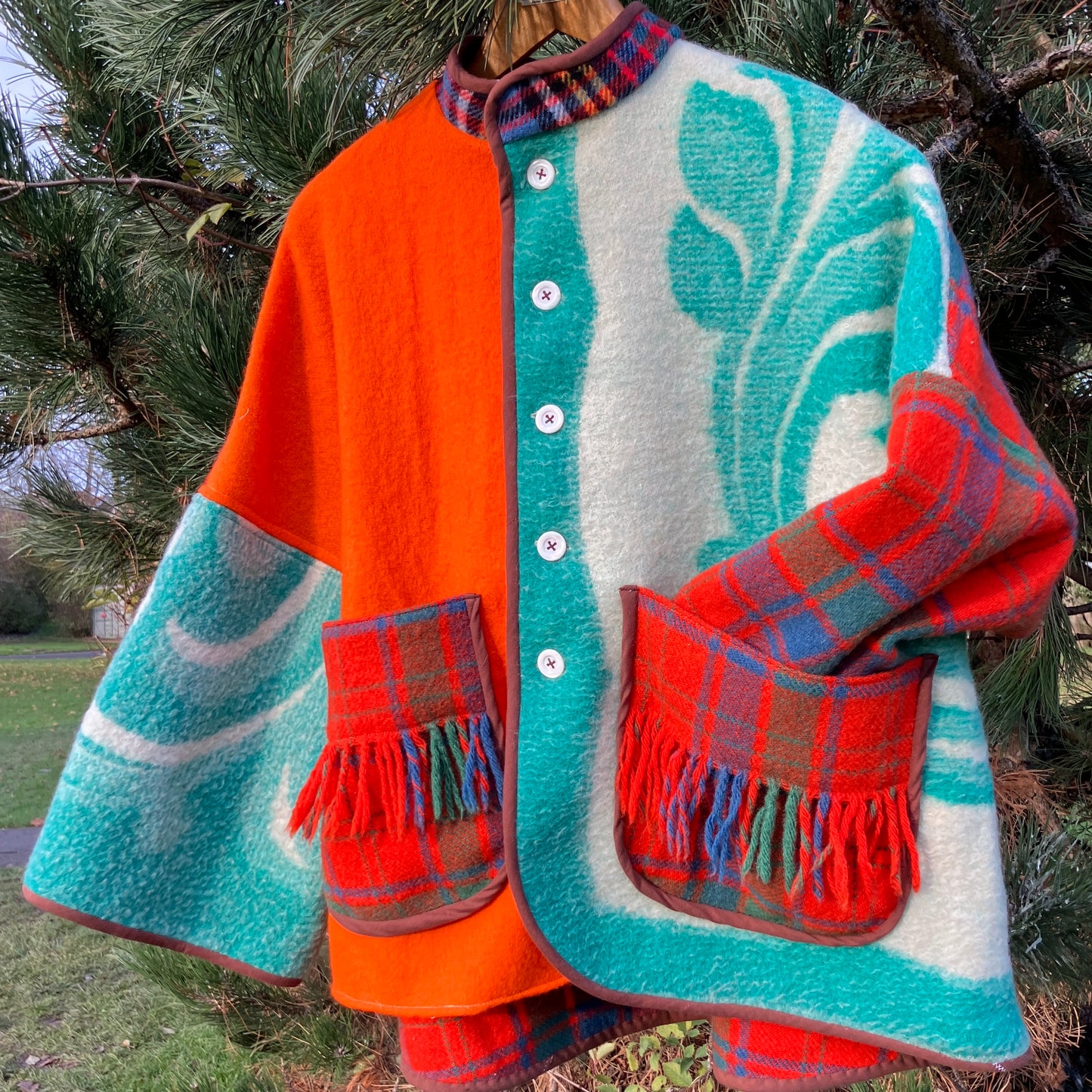 Dreamcoat patchwork recycled blanket jacket