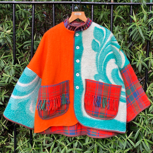Dreamcoat patchwork recycled blanket jacket