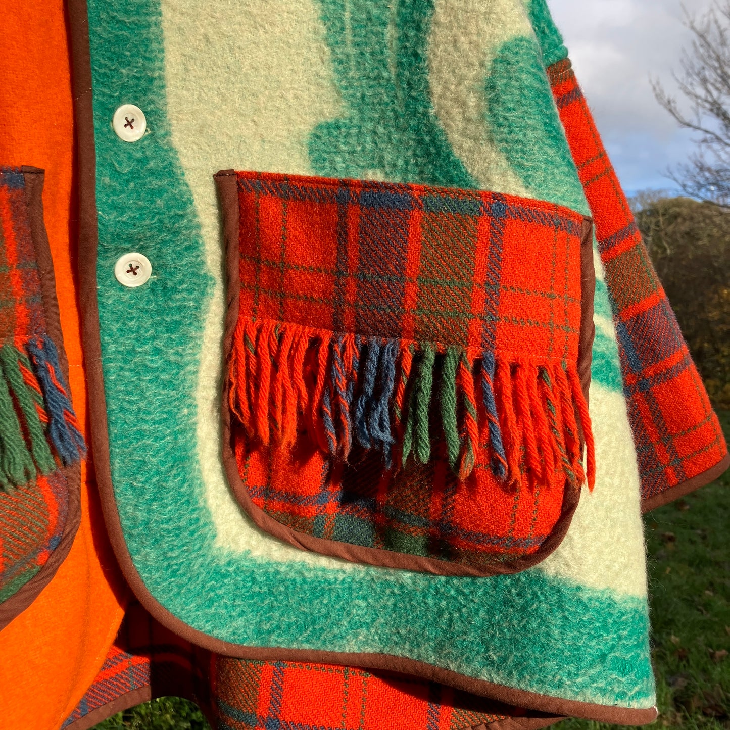 Dreamcoat patchwork recycled blanket jacket