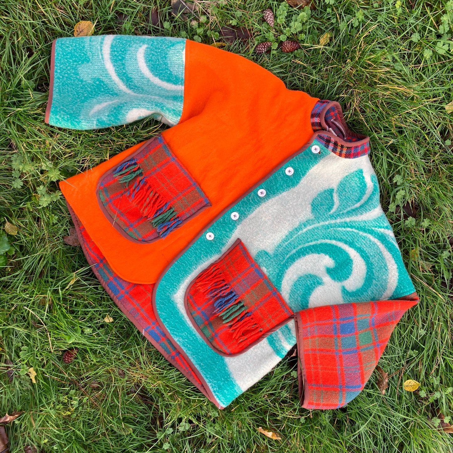 Dreamcoat patchwork recycled blanket jacket