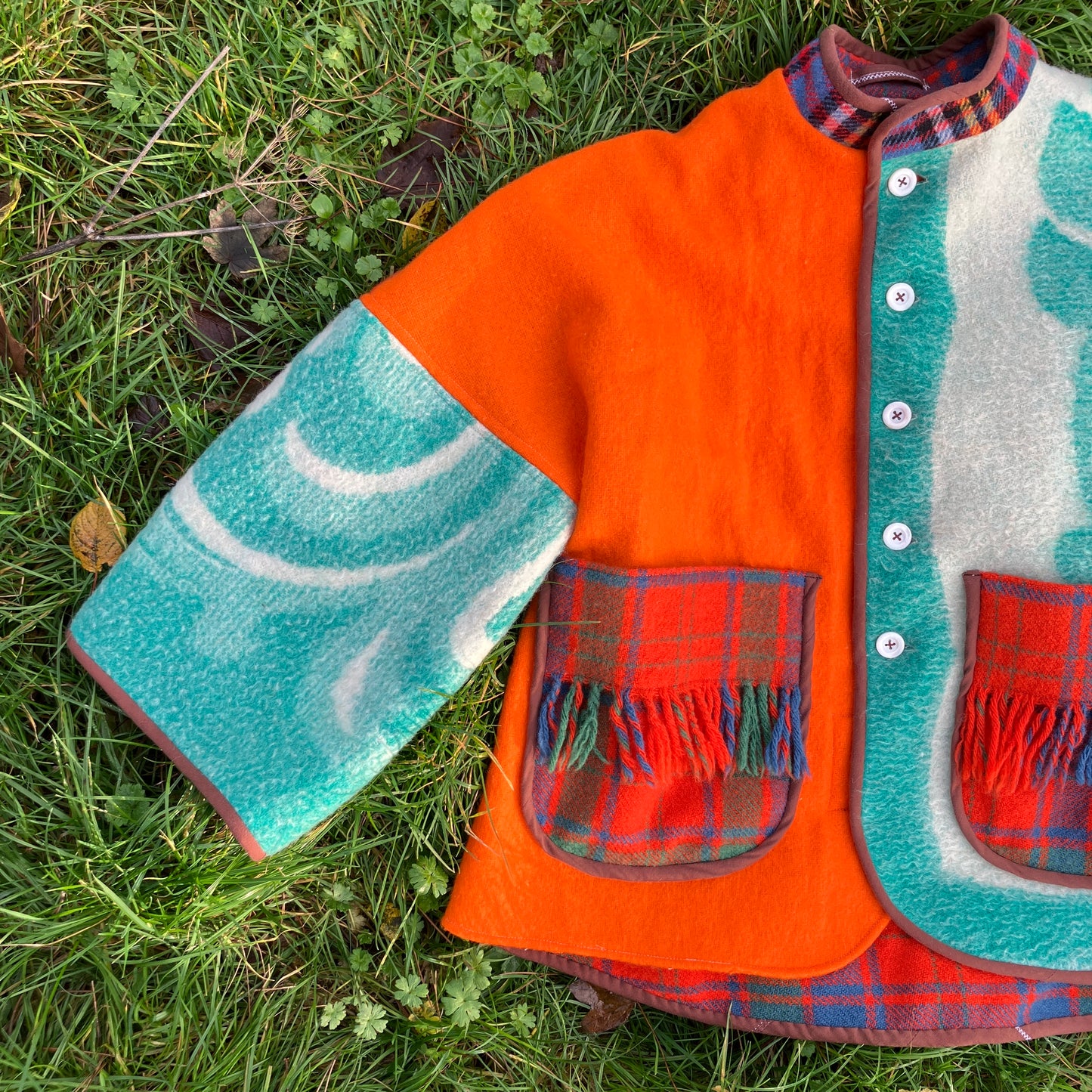 Dreamcoat patchwork recycled blanket jacket