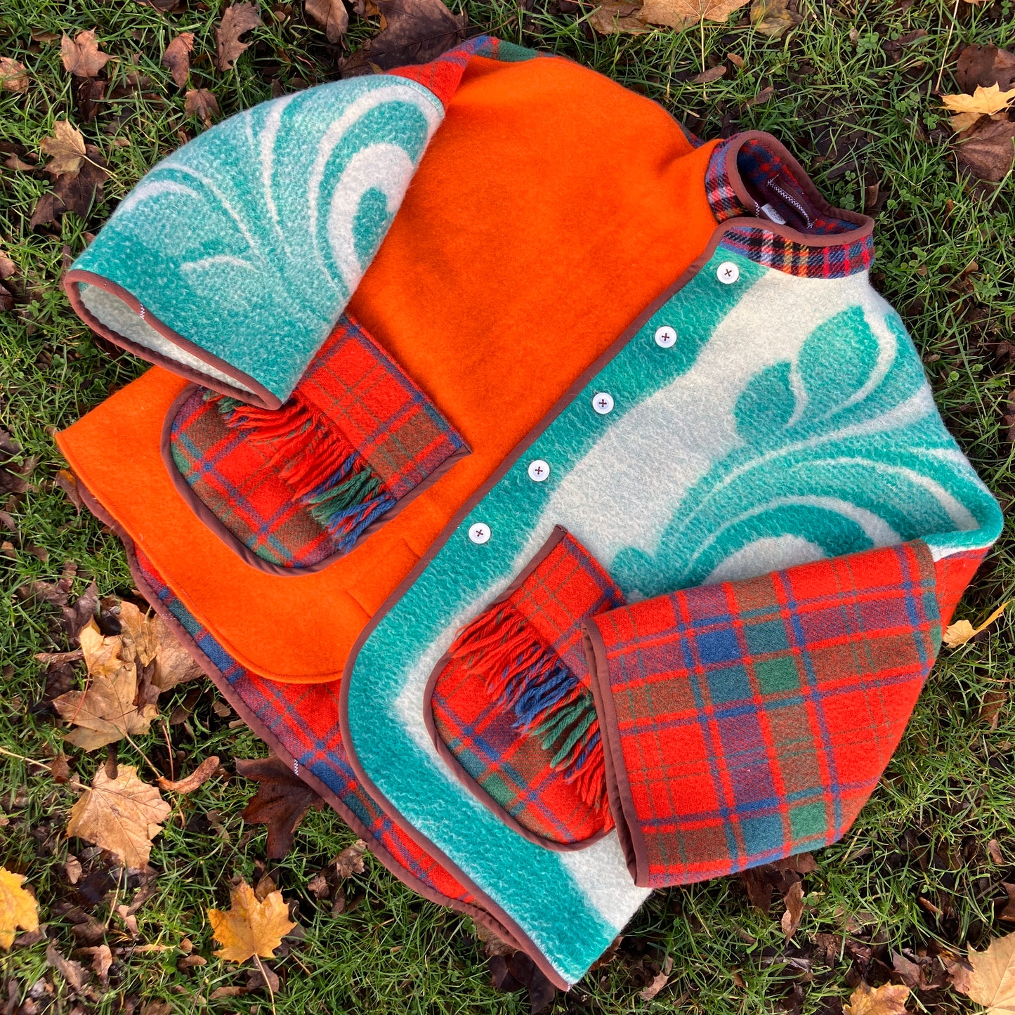 Dreamcoat patchwork recycled blanket jacket