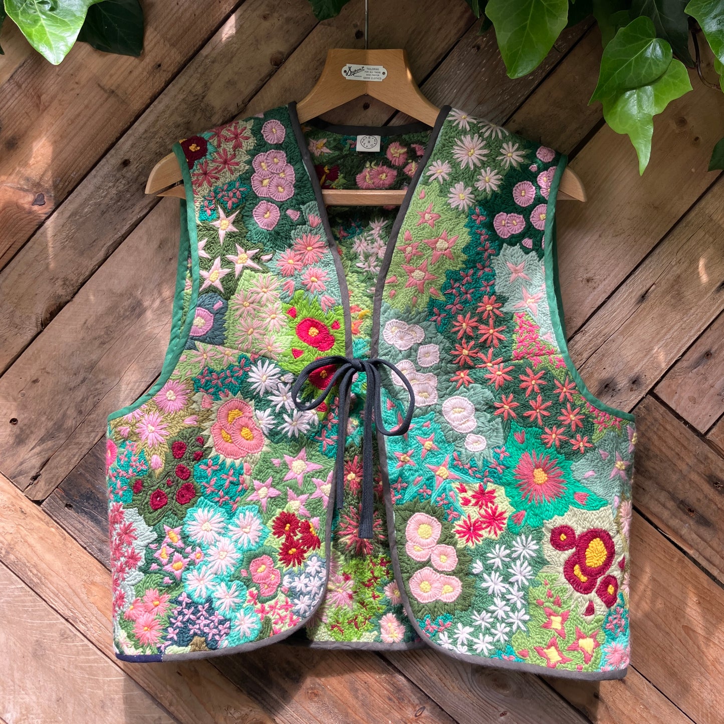 Floral embroidered tapestry vest
