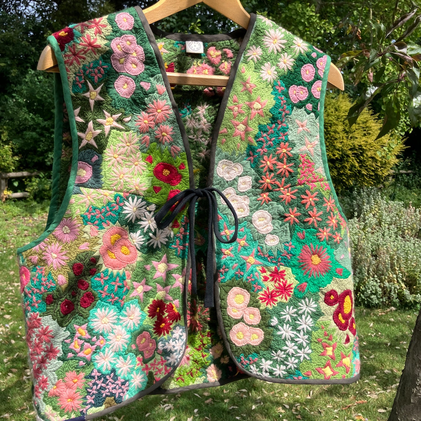 Floral embroidered tapestry vest