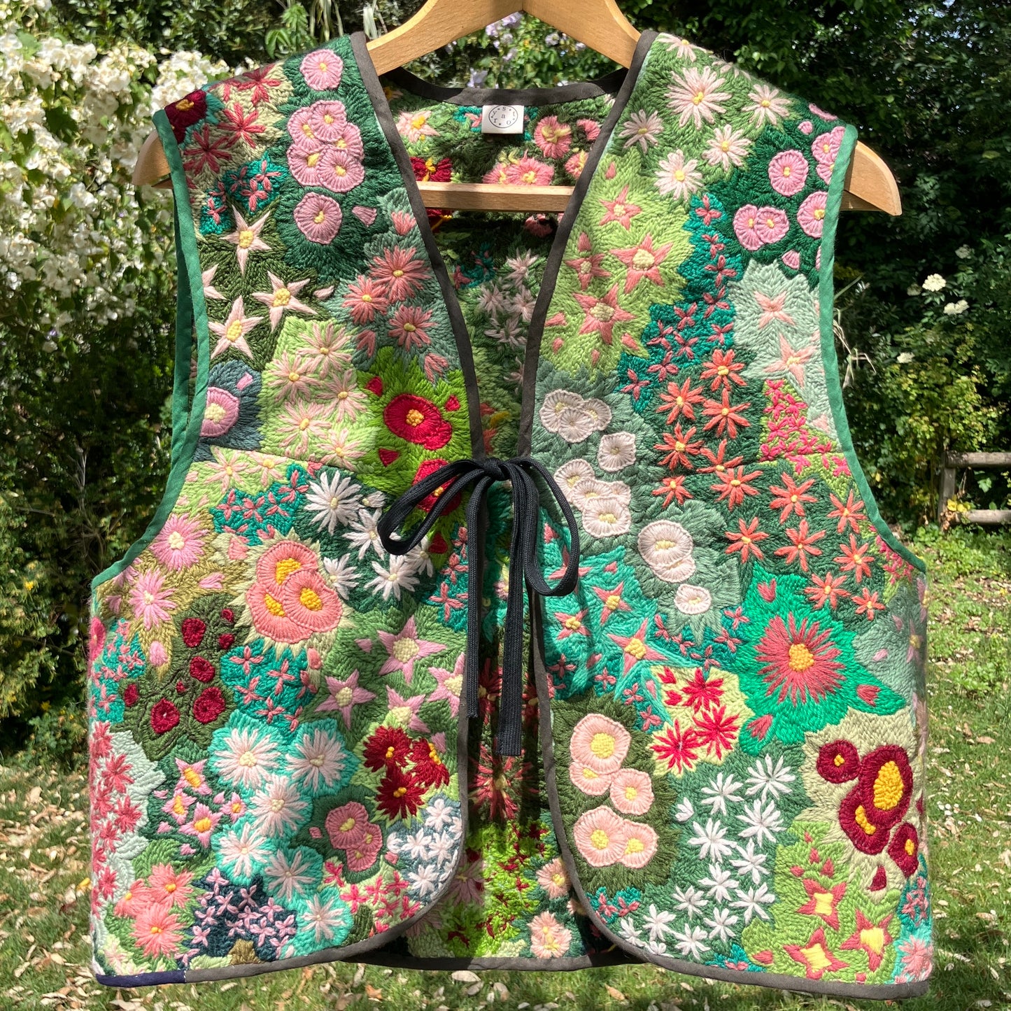 Floral embroidered tapestry vest